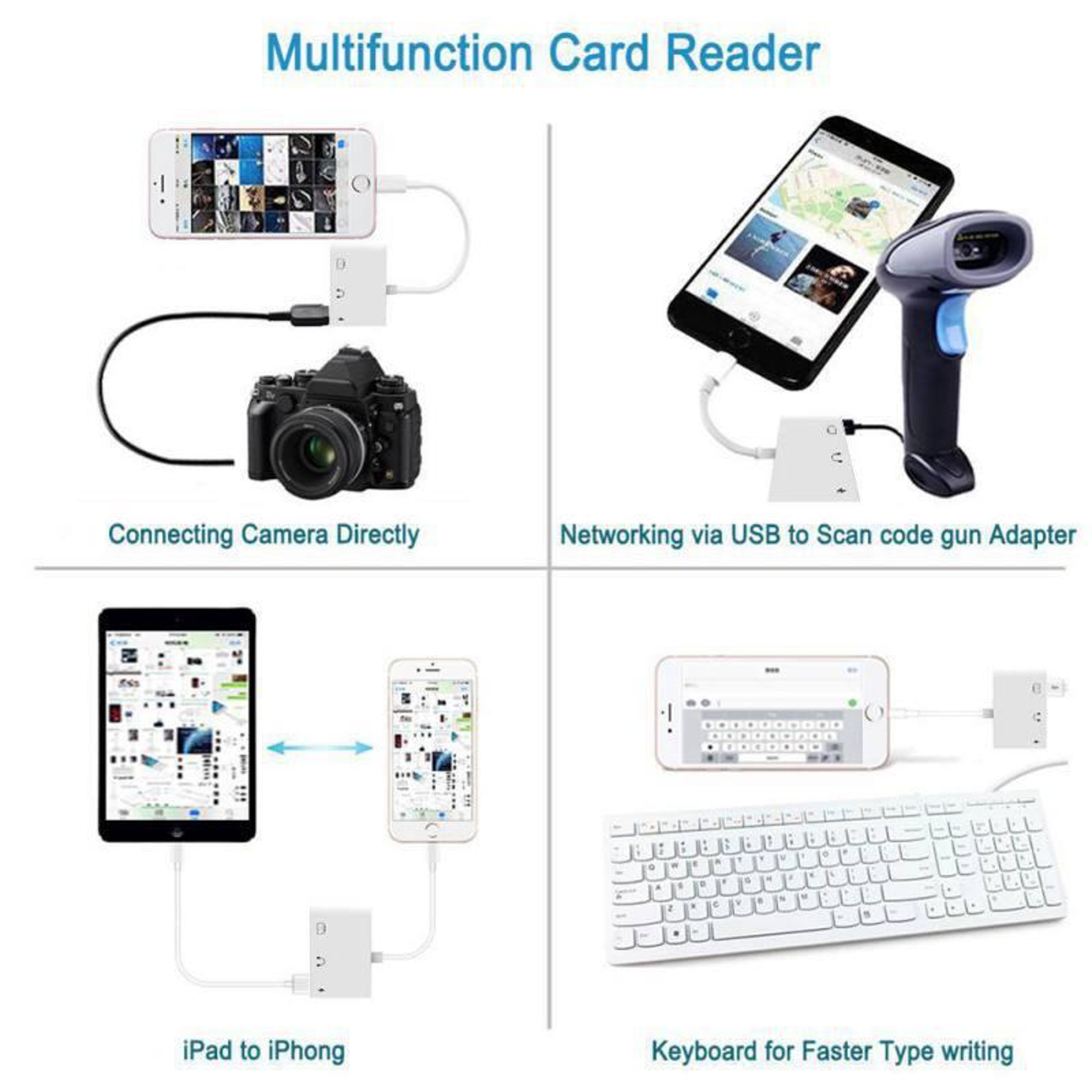 3 in 1 Lightning OTG Adapter with Fast Charging 3.5mm Audio and SD TF Card Reader for iPhone – view 4