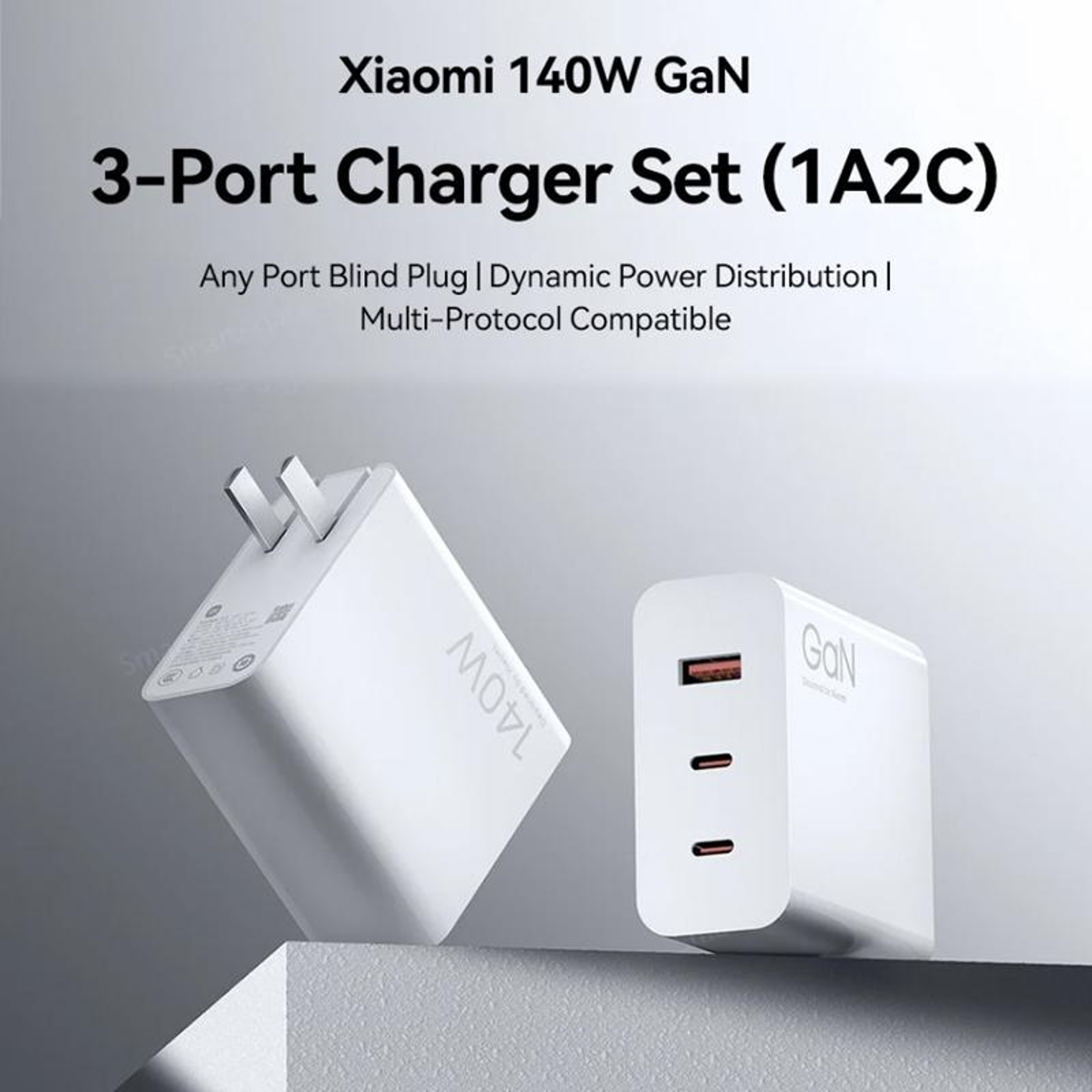 Original Xiaomi 140W GaN Charger 3 Port USB C Fast Charger With USB A US Plug 1