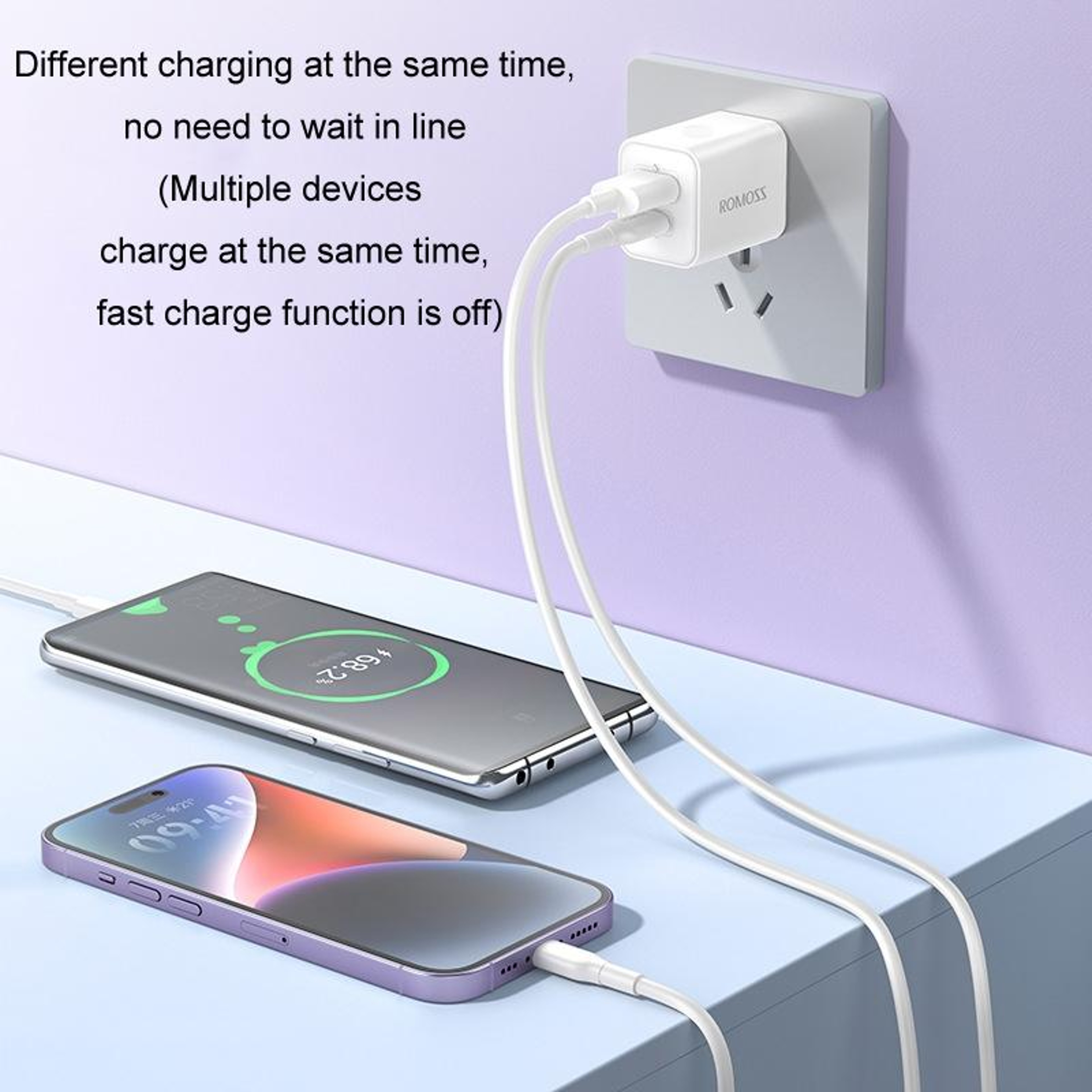 ROMOSS 20W USB C Charger PD Fast Charger With USB C Cable For Apple Huawei Xiaomi Single Port 2