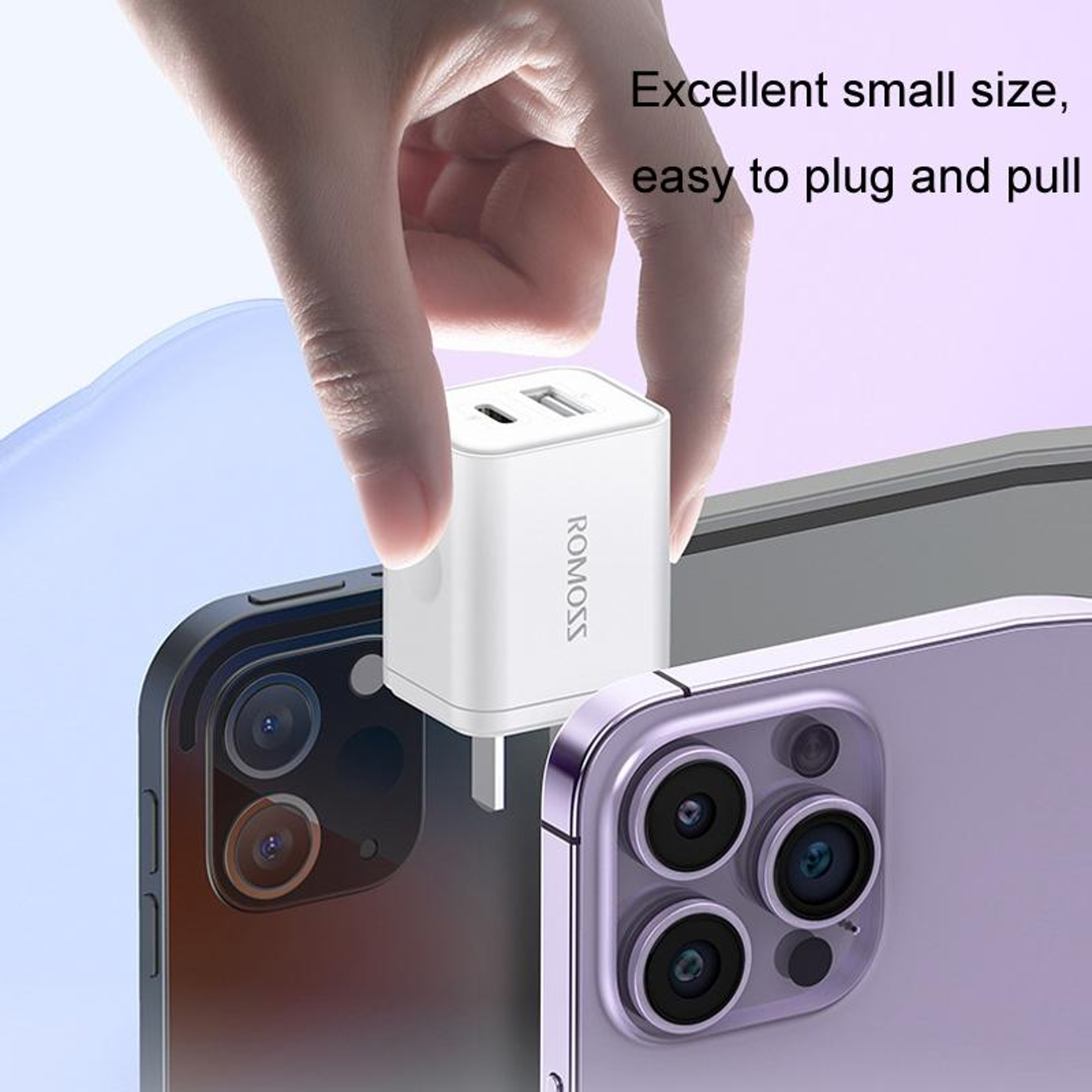 ROMOSS 20W USB C Charger PD Fast Charger With USB C Cable For Apple Huawei Xiaomi Single Port 8