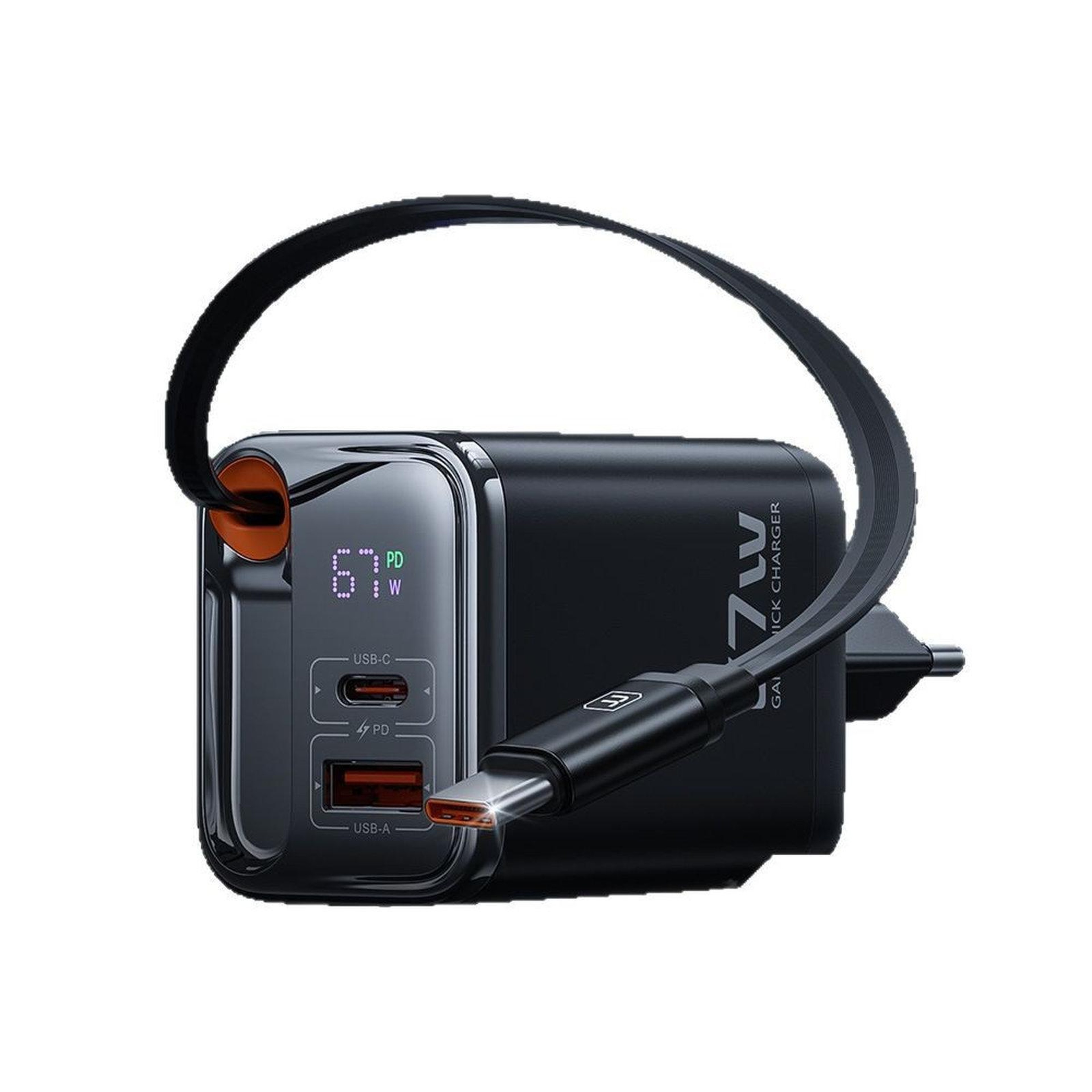 Toocki 67W USB C Charger 3 Port Fast Charging Station with Retractable USB C Cable LED Display – view 1