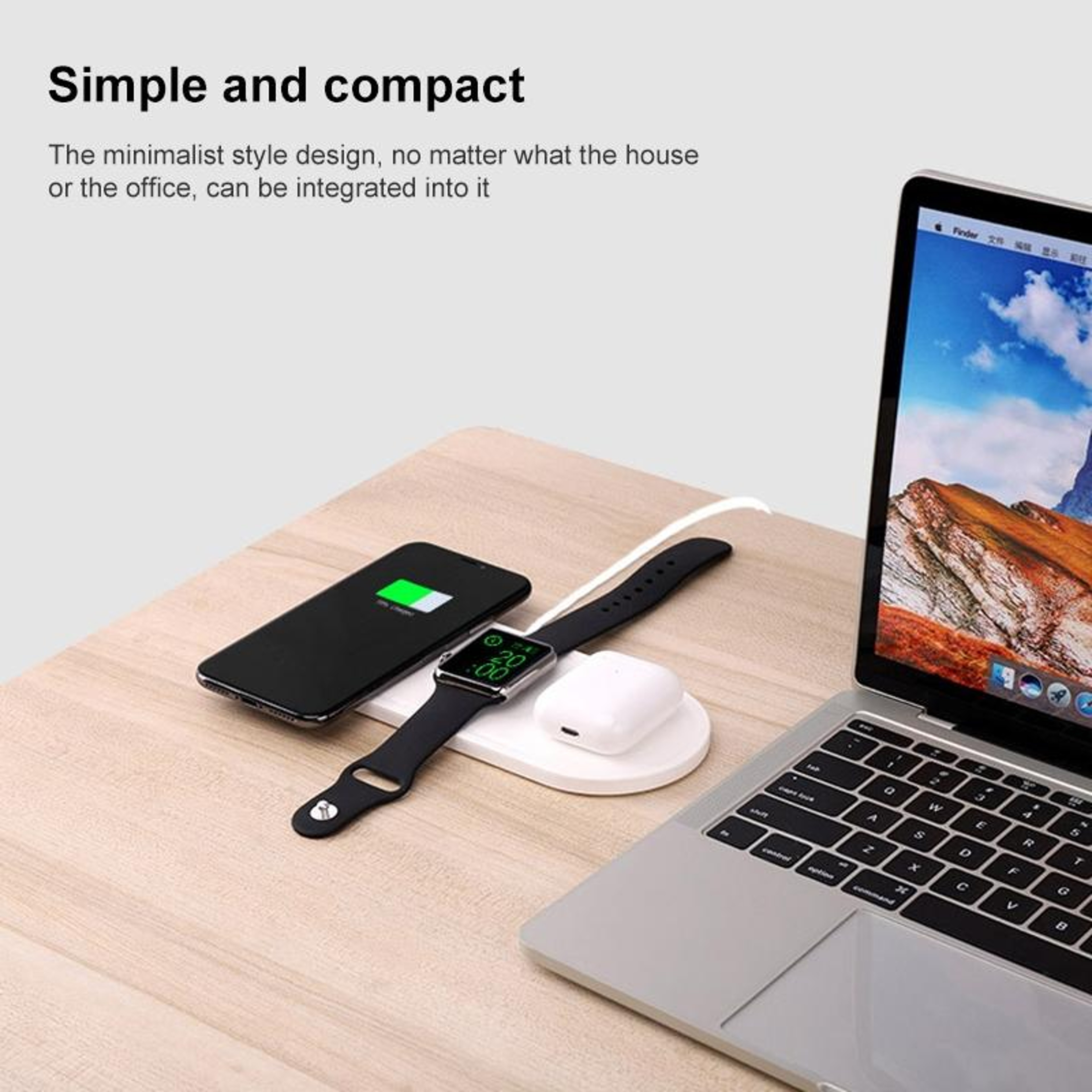 KT-W50A8 3 in 1 Wireless Charging Station Fast Charging Stand for iPhone Apple Watch and AirPods – view 5