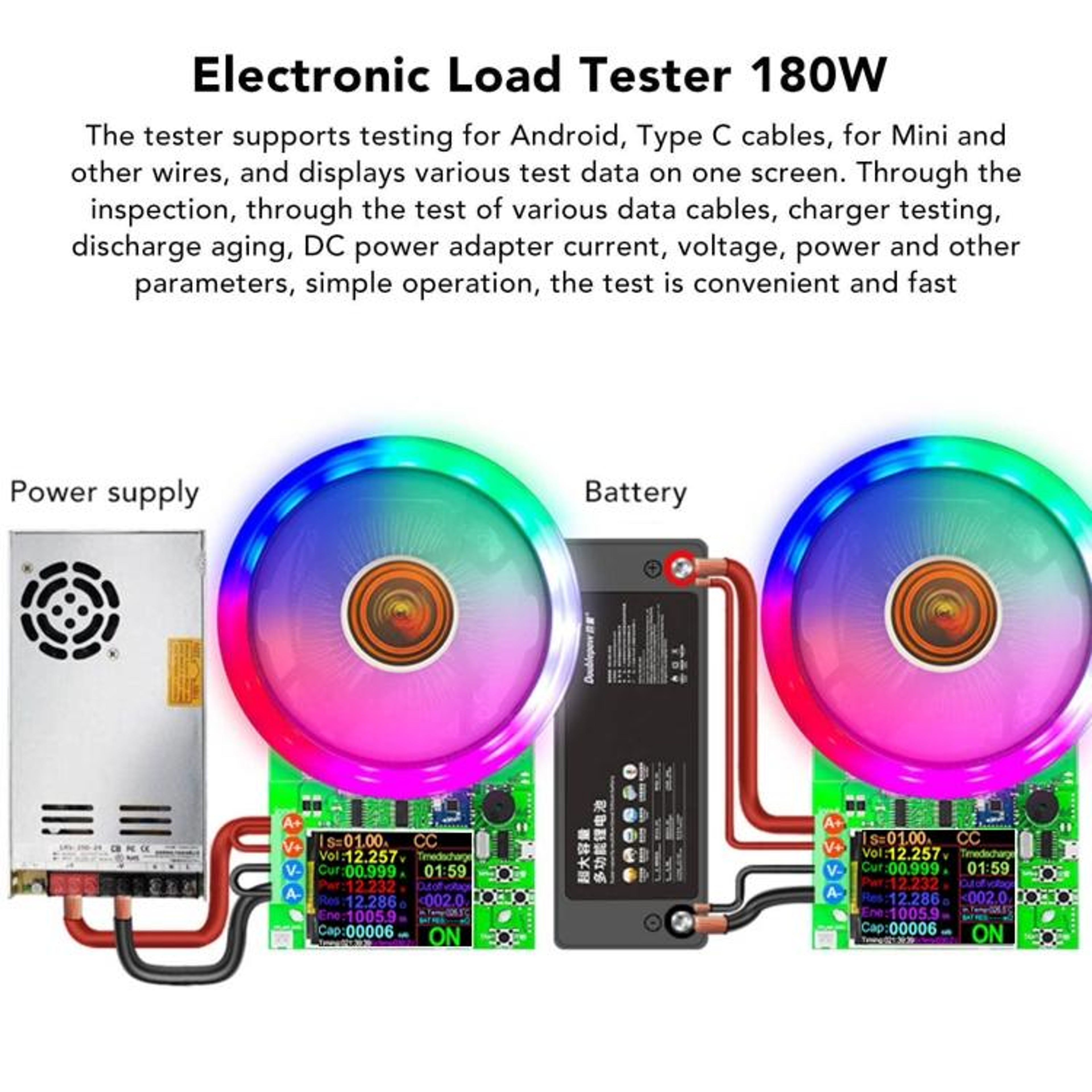 ATORCH DL24P Electronic Load Tester 180W Battery Capacity Tester with Constant Current DC Load US Plug – view 7