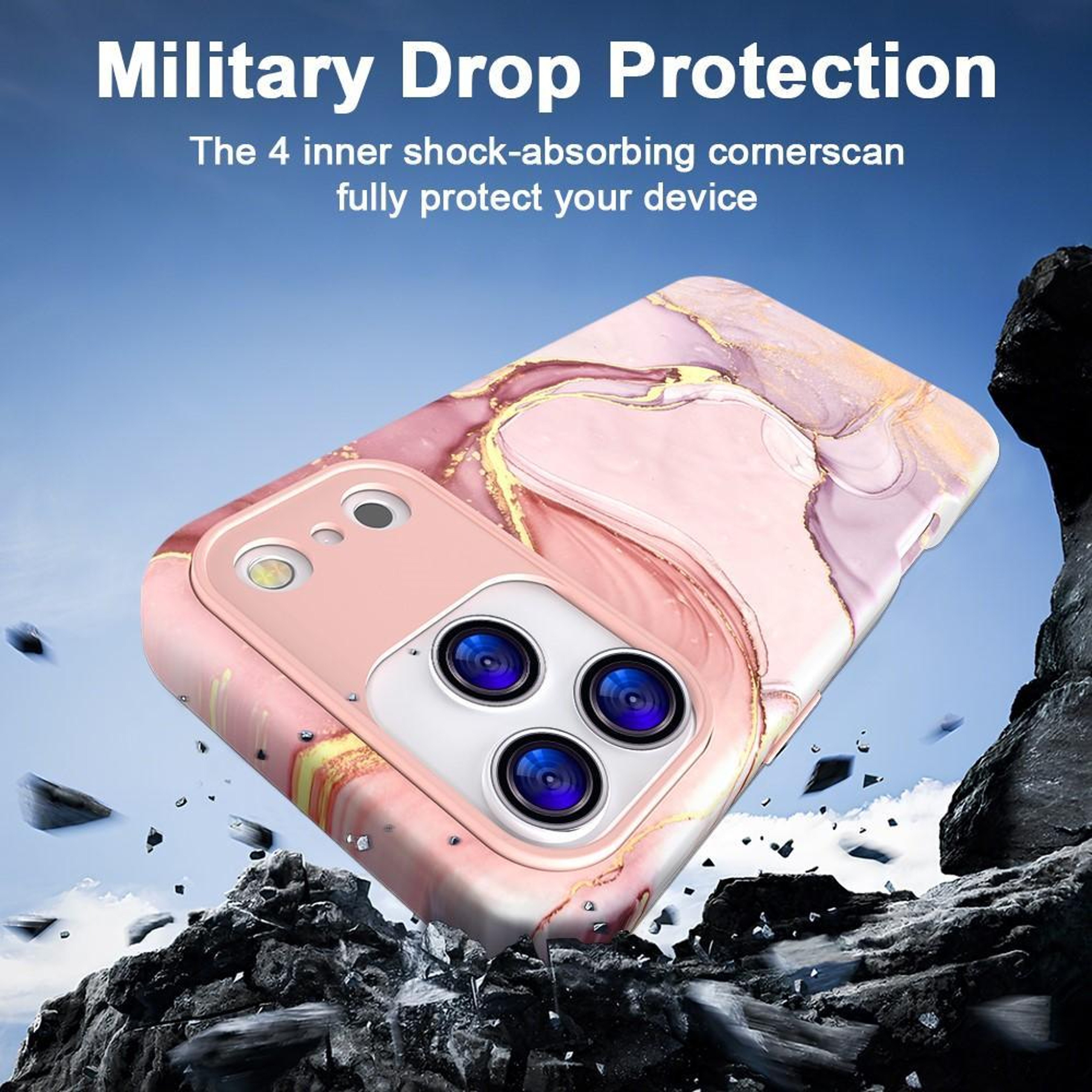 Luxury IPhone 17 Pro Case Marble Pattern Shockproof PC TPU Protective Cover 3