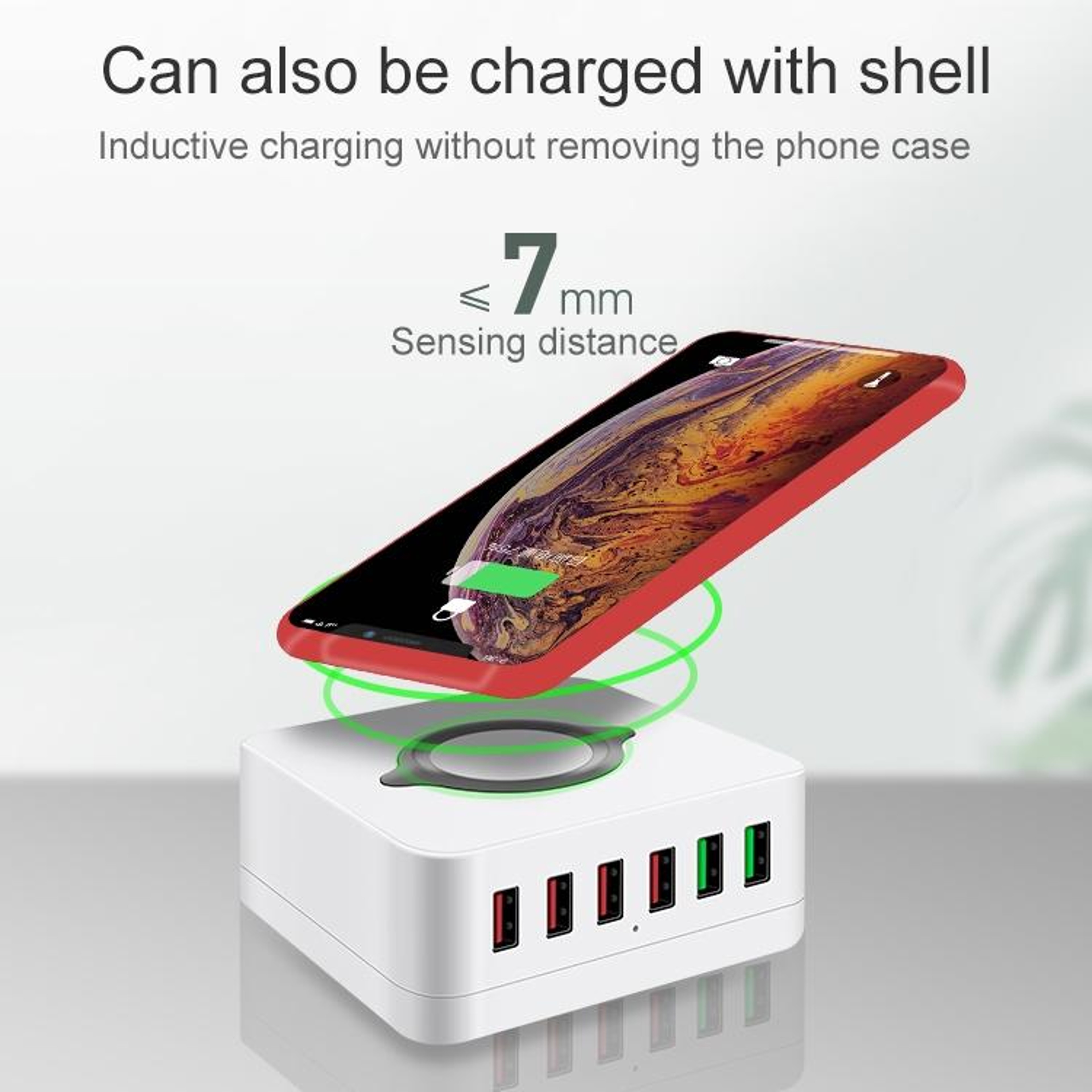 7 In 1 Wireless Charging Station with 6 USB Ports Qi Multi Device Charger MagSafe Compatible – view 4