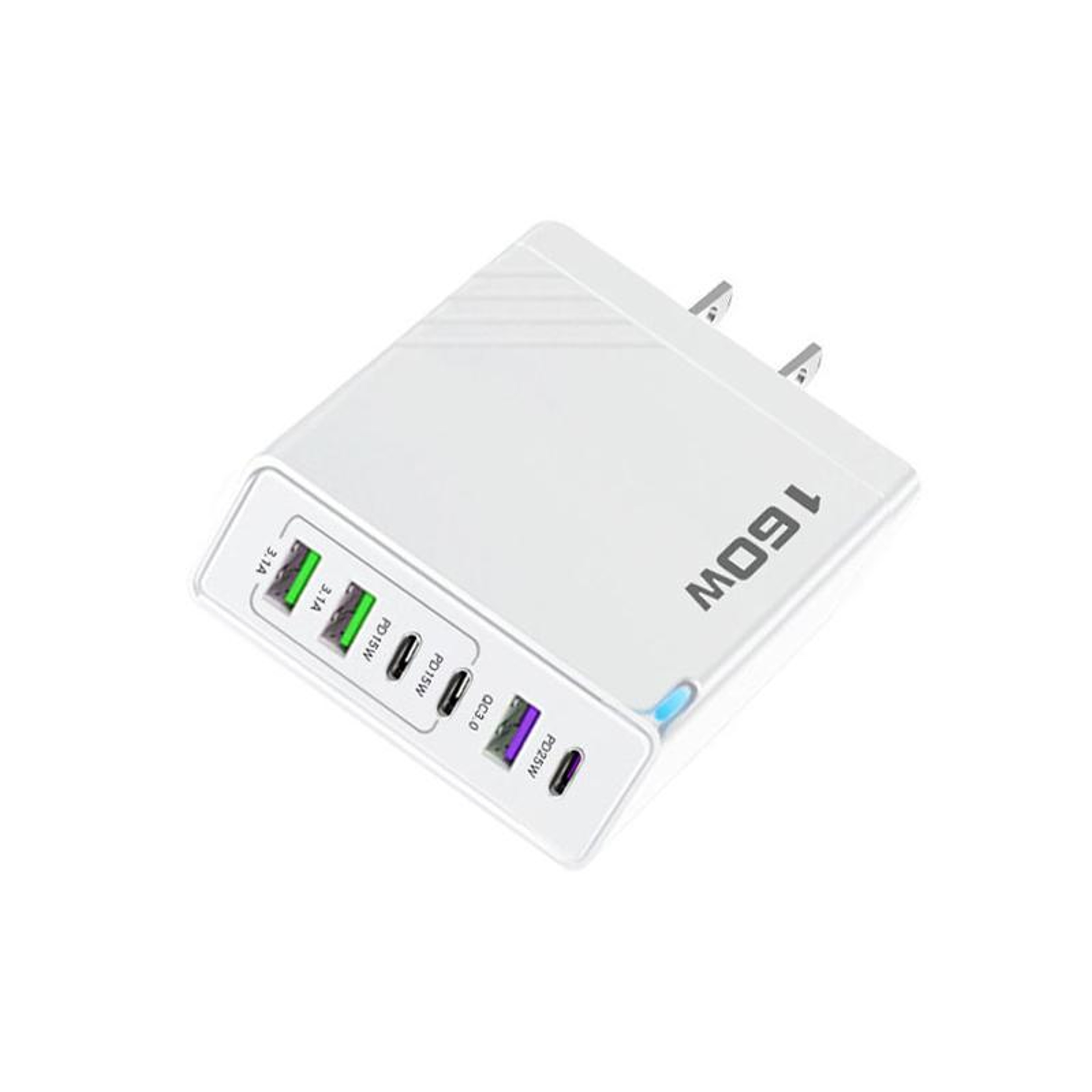 160W USB C Charger 6 Port Multi Port Charger Fast Charging Station For Phones And Tablets 0