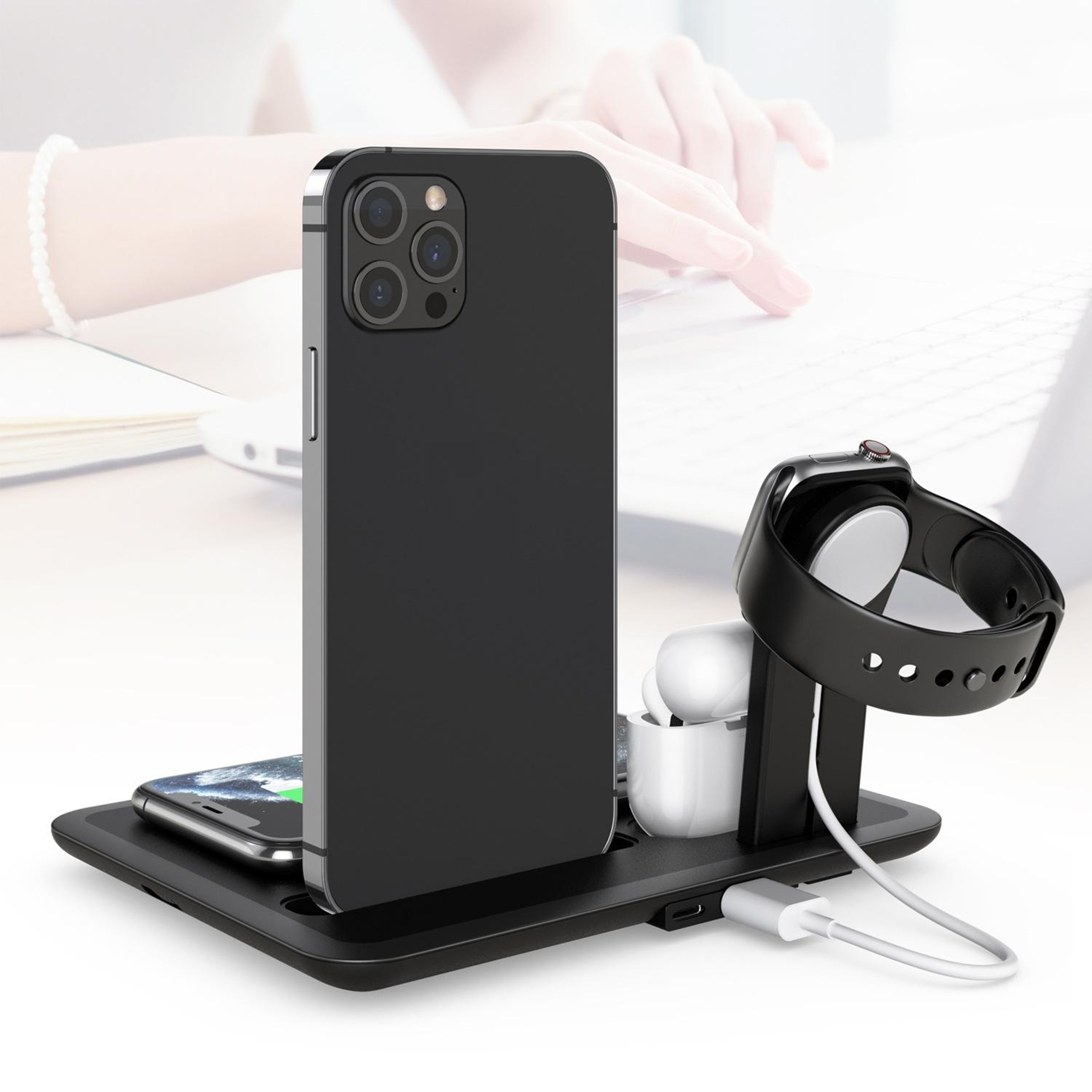 HQ UD17 4 In 1 Wireless Charger Fast Wireless Charging Station For Phone Watch Earbuds 5