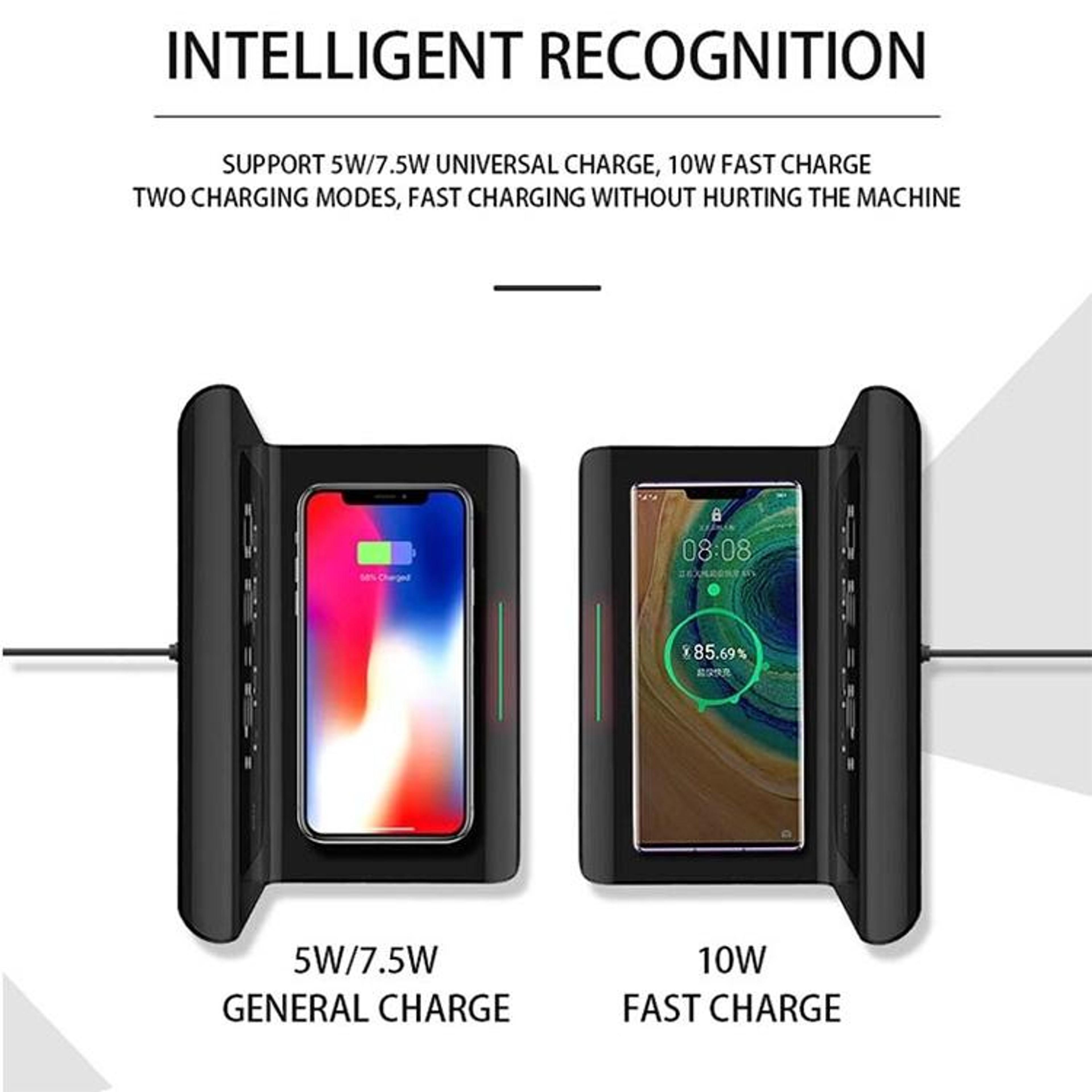 RT1 Qi Wireless Charger 10W Wireless Charging Station with Alarm Clock Calendar and Temperature Display – view 8