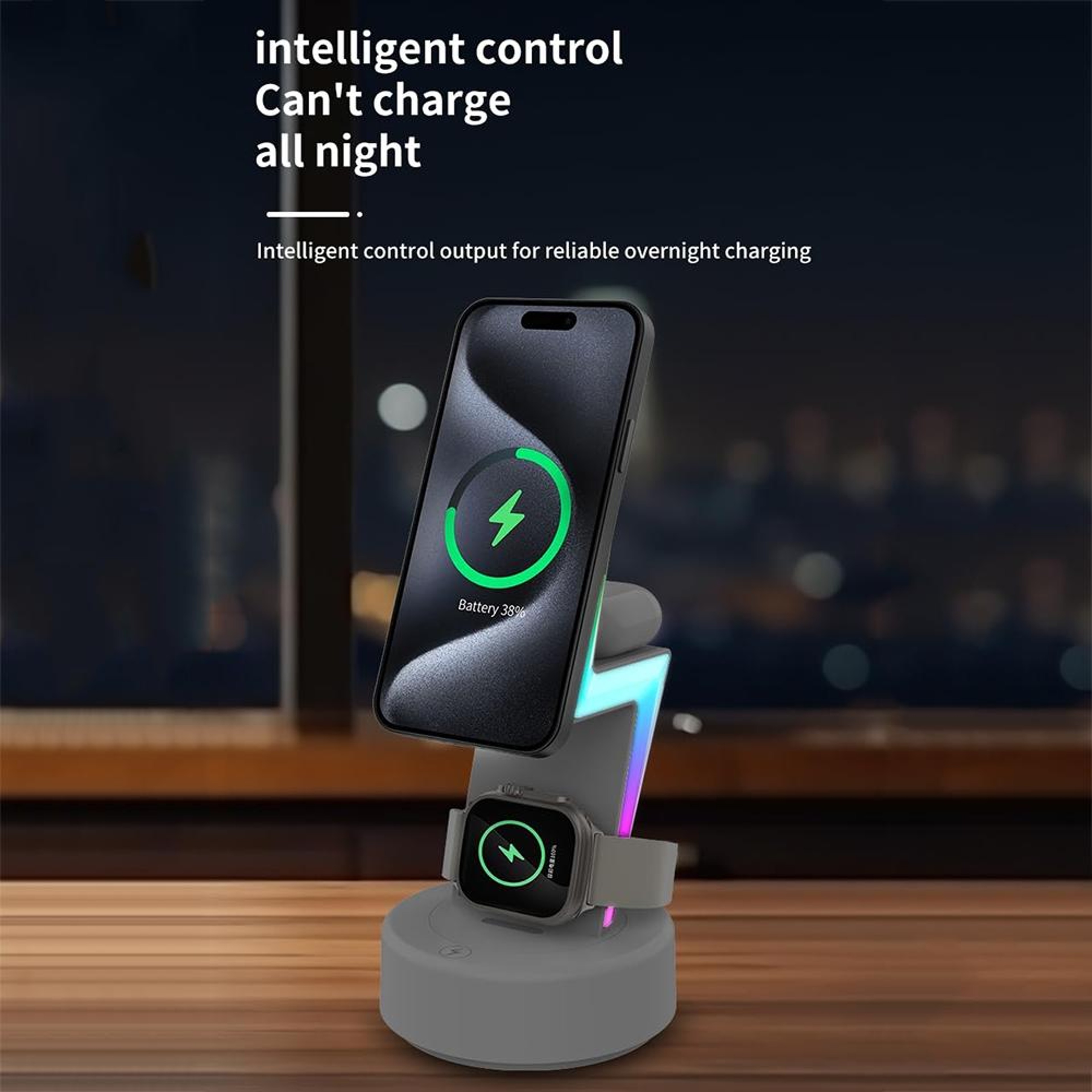 MagSafe 3 In 1 Wireless Charger Magnetic Charging Station with RGB Light for iPhone Apple Watch AirPods – view 4
