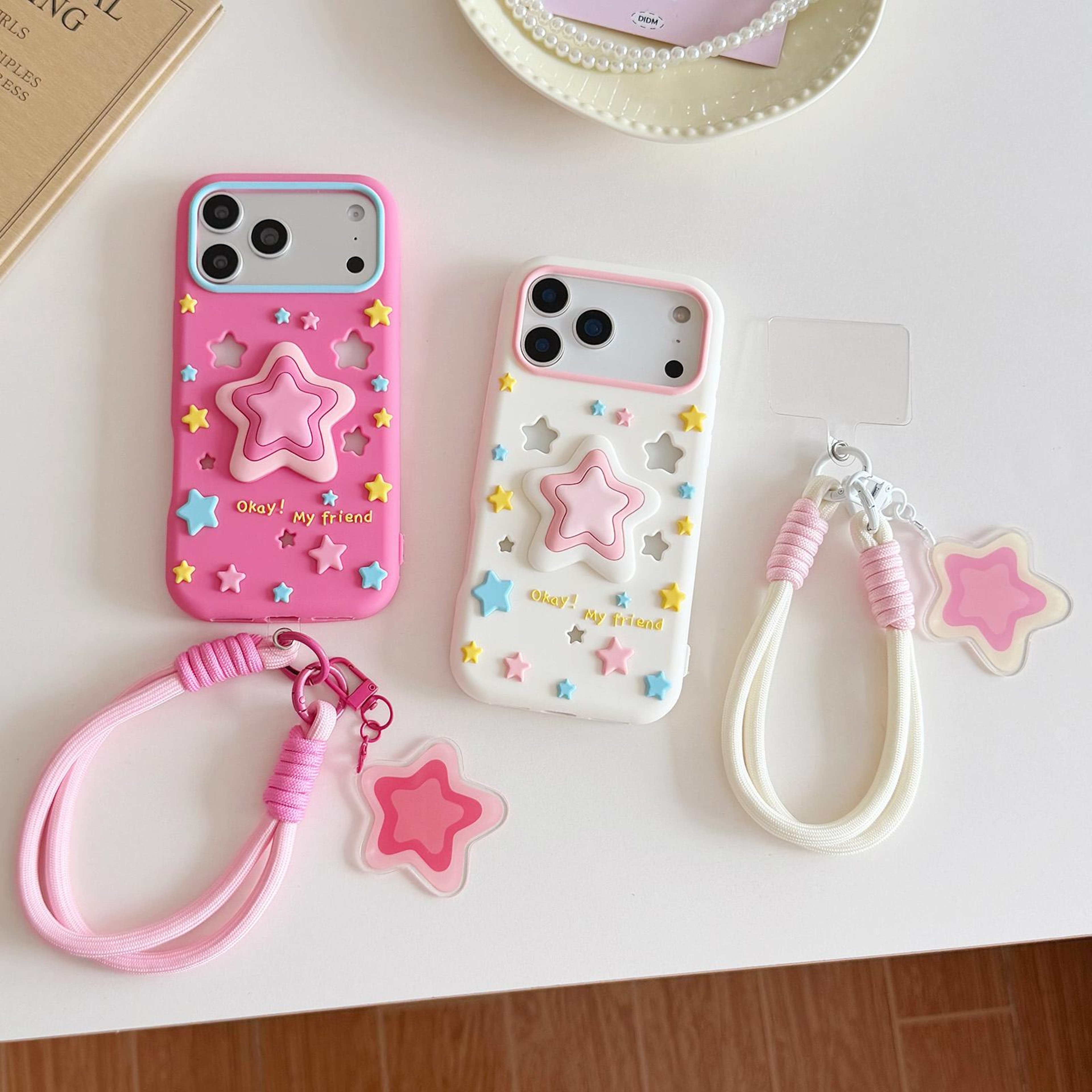 IPhone 17 Pro And Pro Max Silicone Phone Case With Lanyard Cute Star Protective Cover 3