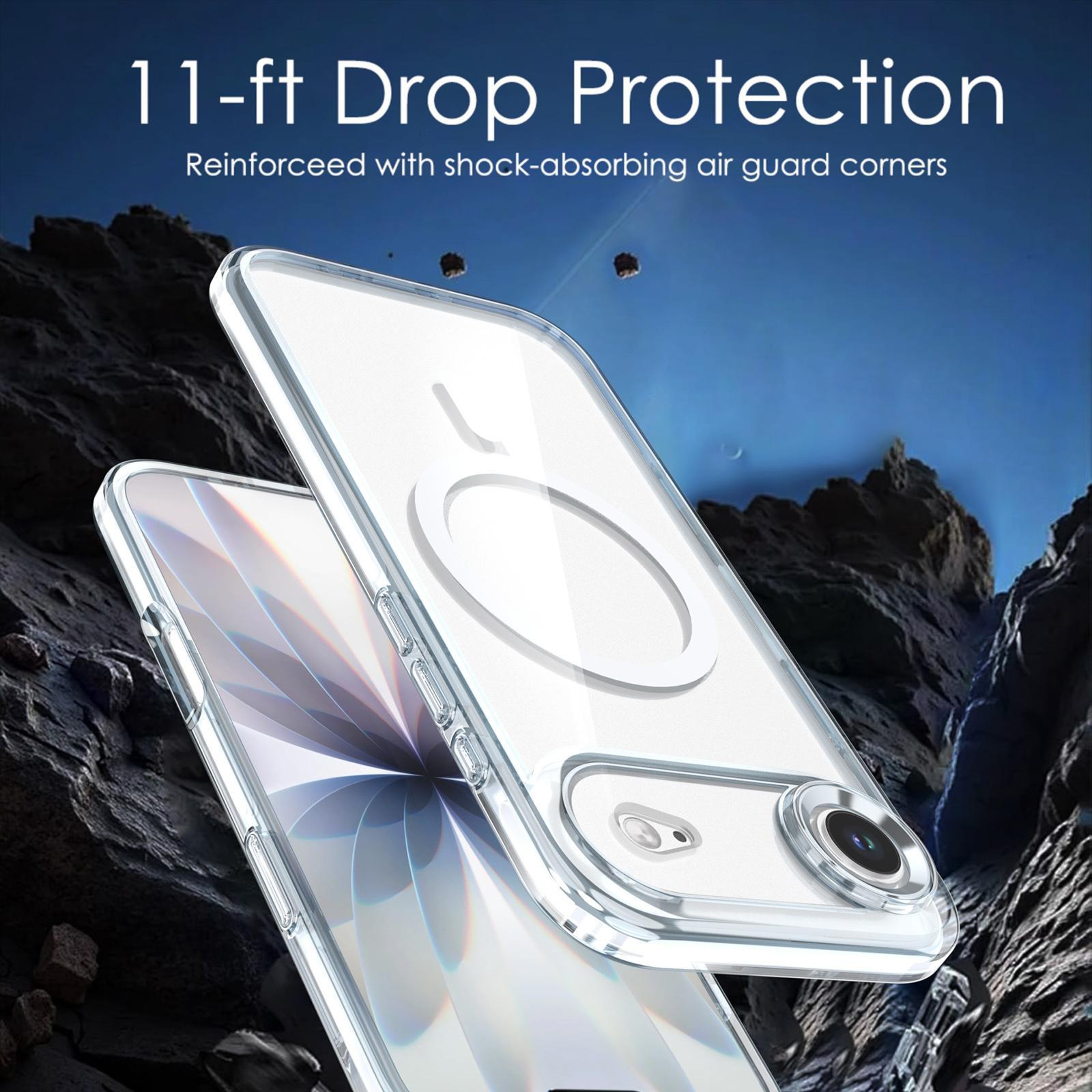 Qicai Magnetic IPhone Case Transparent Two Color Shockproof Protective Cover 2