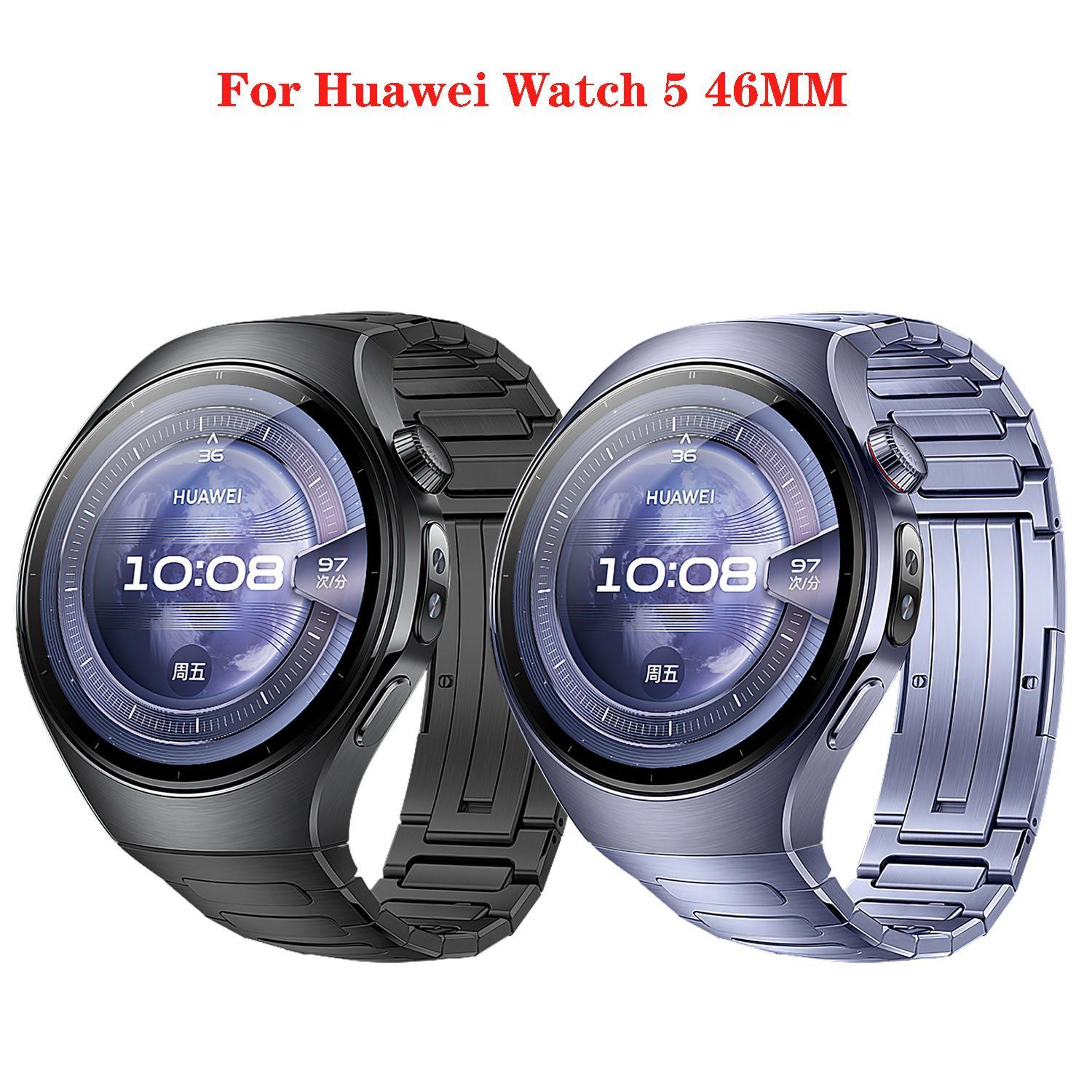 Huawei Watch 5 46mm Titanium Watch Band Premium I Shaped Metal Replacement Strap – view 3