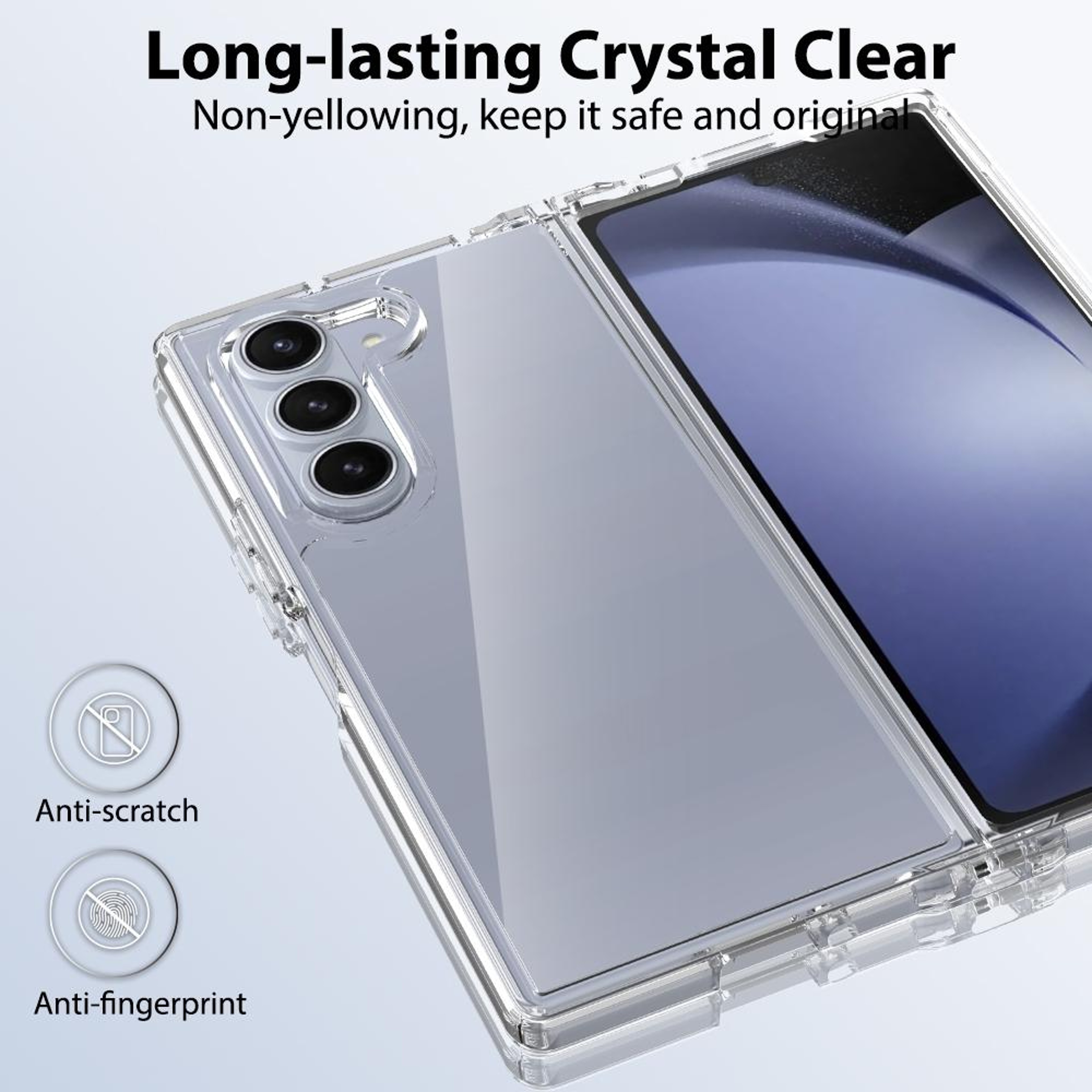 Samsung Galaxy Z Fold6 Clear Phone Case Scratchproof Transparent TPU Case with Acrylic Back – view 4