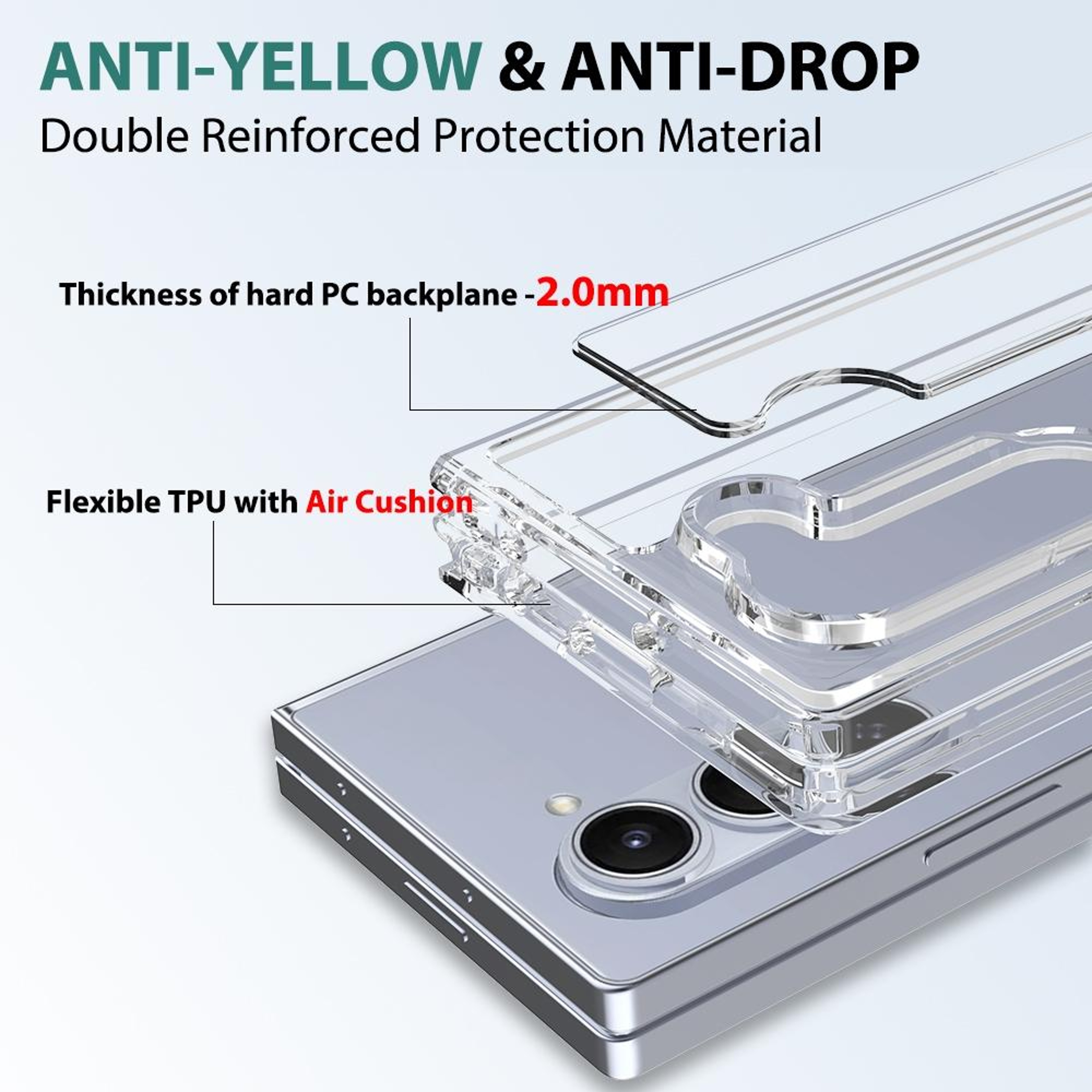 Samsung Galaxy Z Fold6 Clear Phone Case Scratchproof Transparent TPU Case with Acrylic Back – view 6