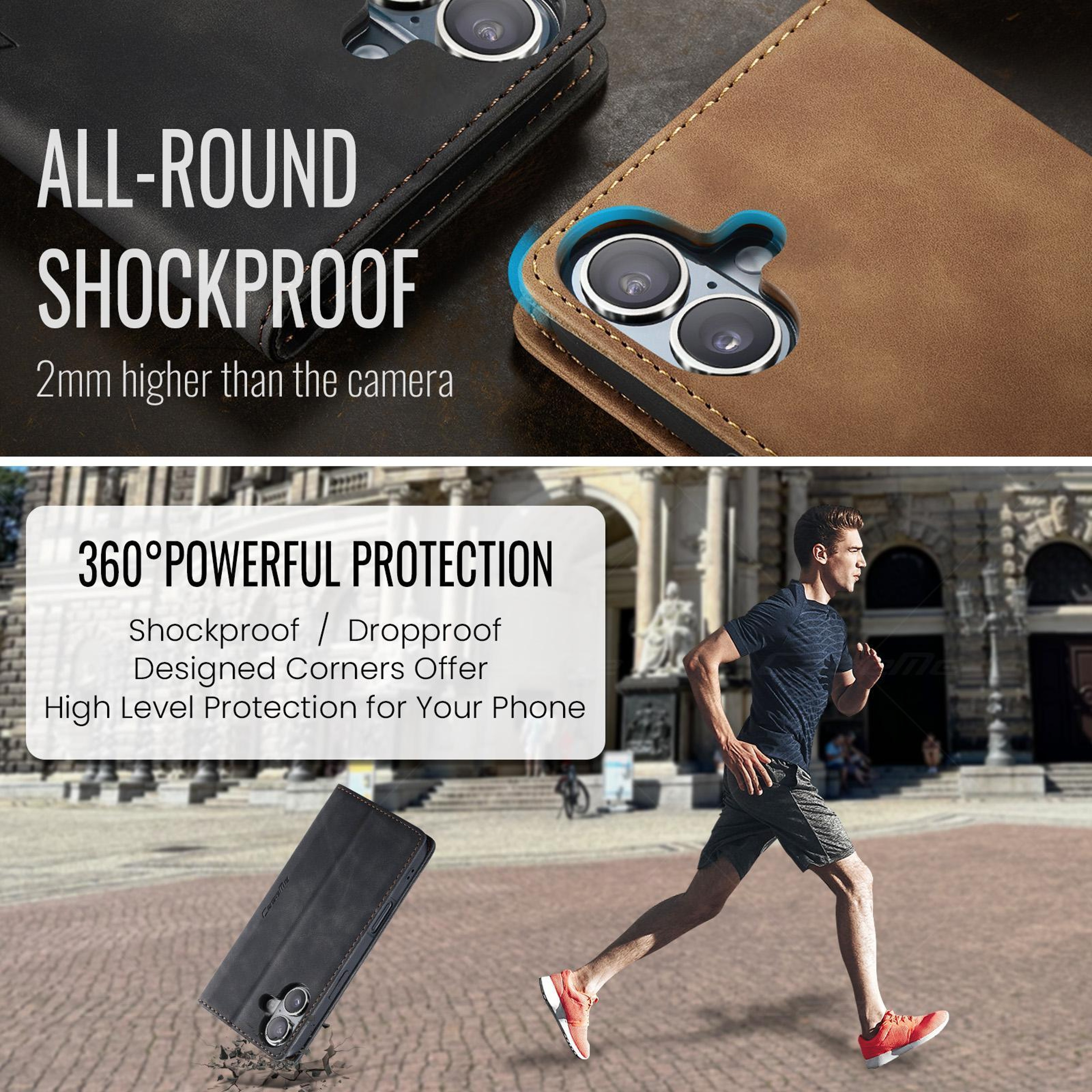 CaseMe IPhone 17 Leather Wallet Case With Stand Flip Phone Case Card Holder Cover 5