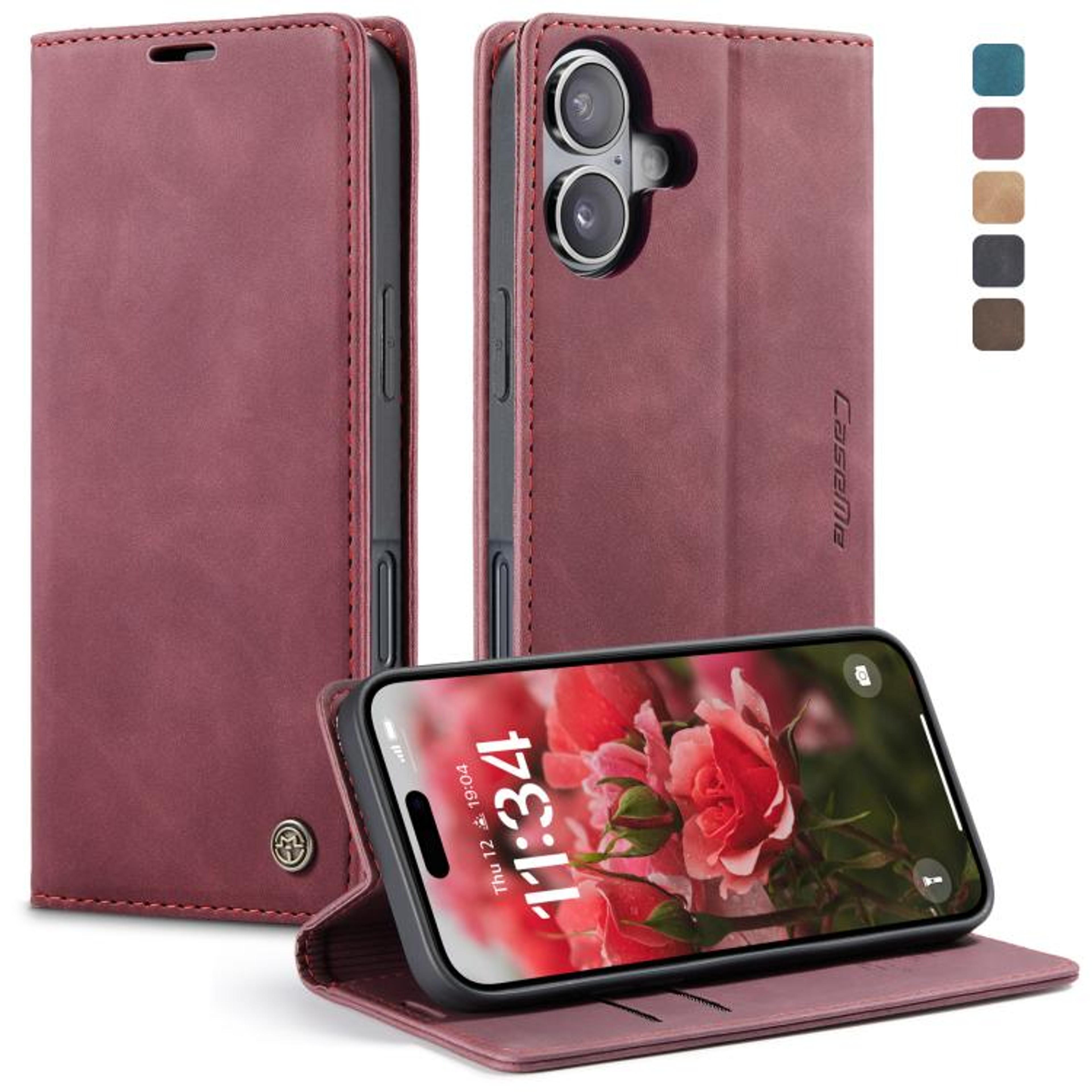 CaseMe IPhone 17 Leather Wallet Case With Stand Flip Phone Case Card Holder Cover 12