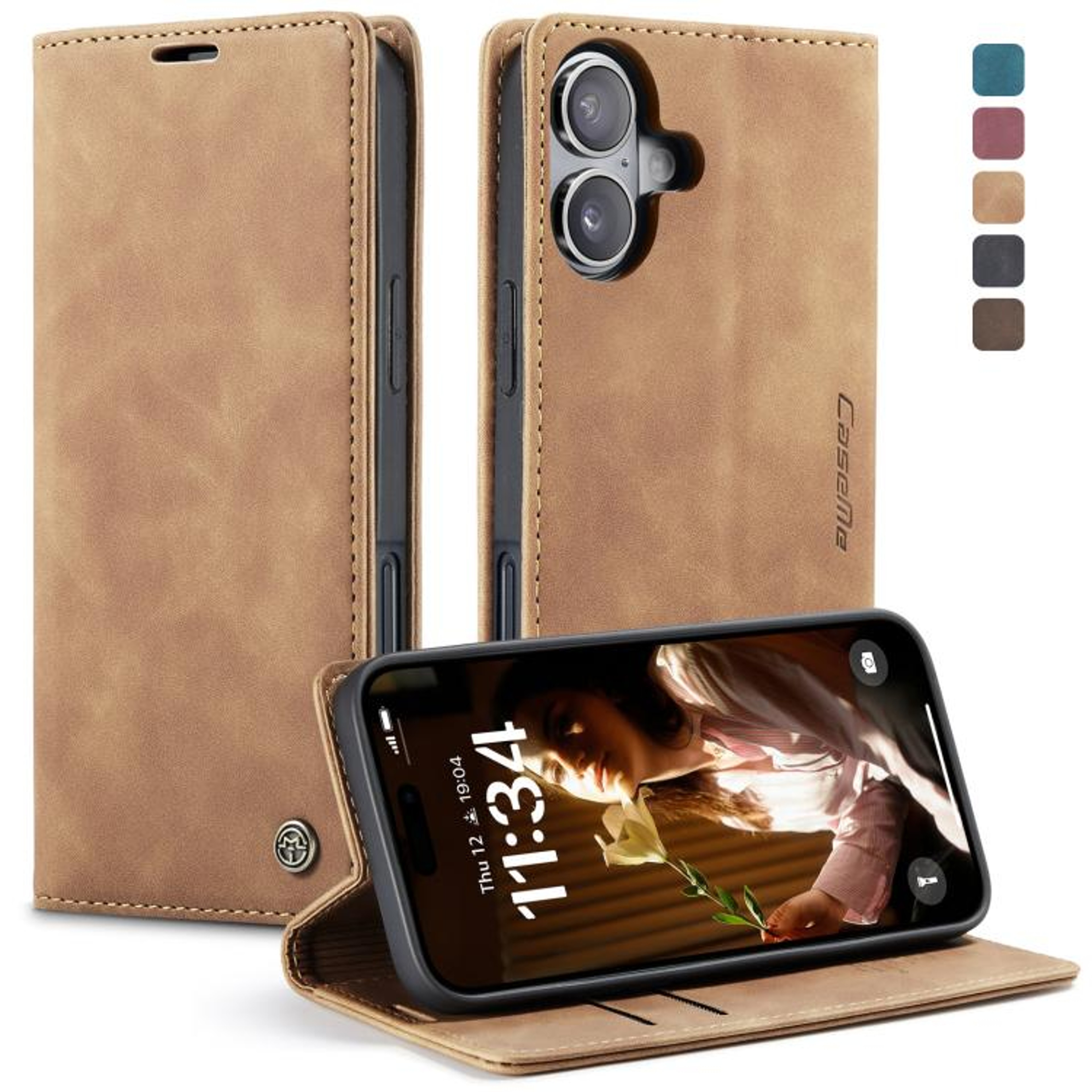 CaseMe IPhone 17 Leather Wallet Case With Stand Flip Phone Case Card Holder Cover 11