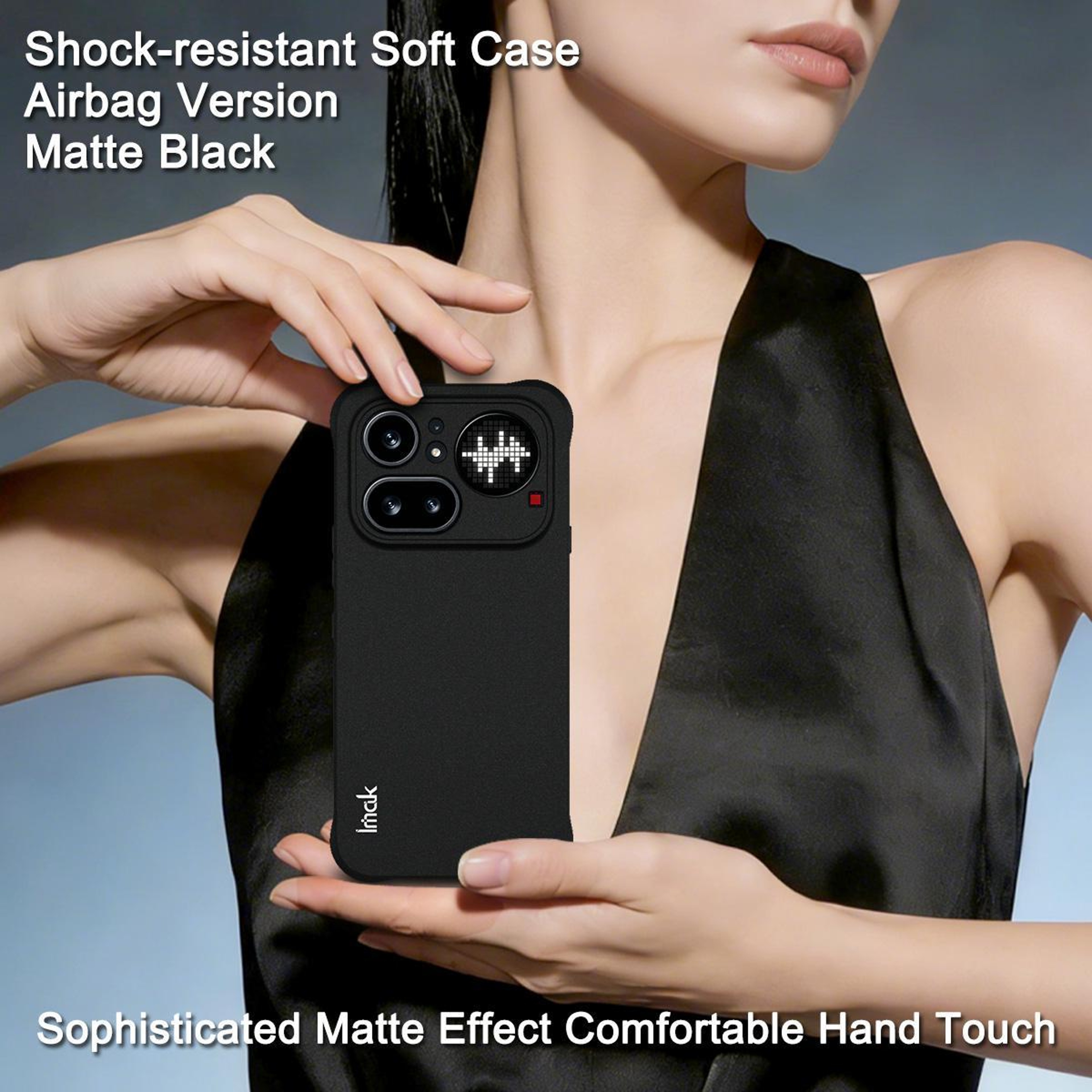 imak Nothing Phone 4a Pro Case Shockproof TPU Phone Case Matte Black Protective Cover – view 3