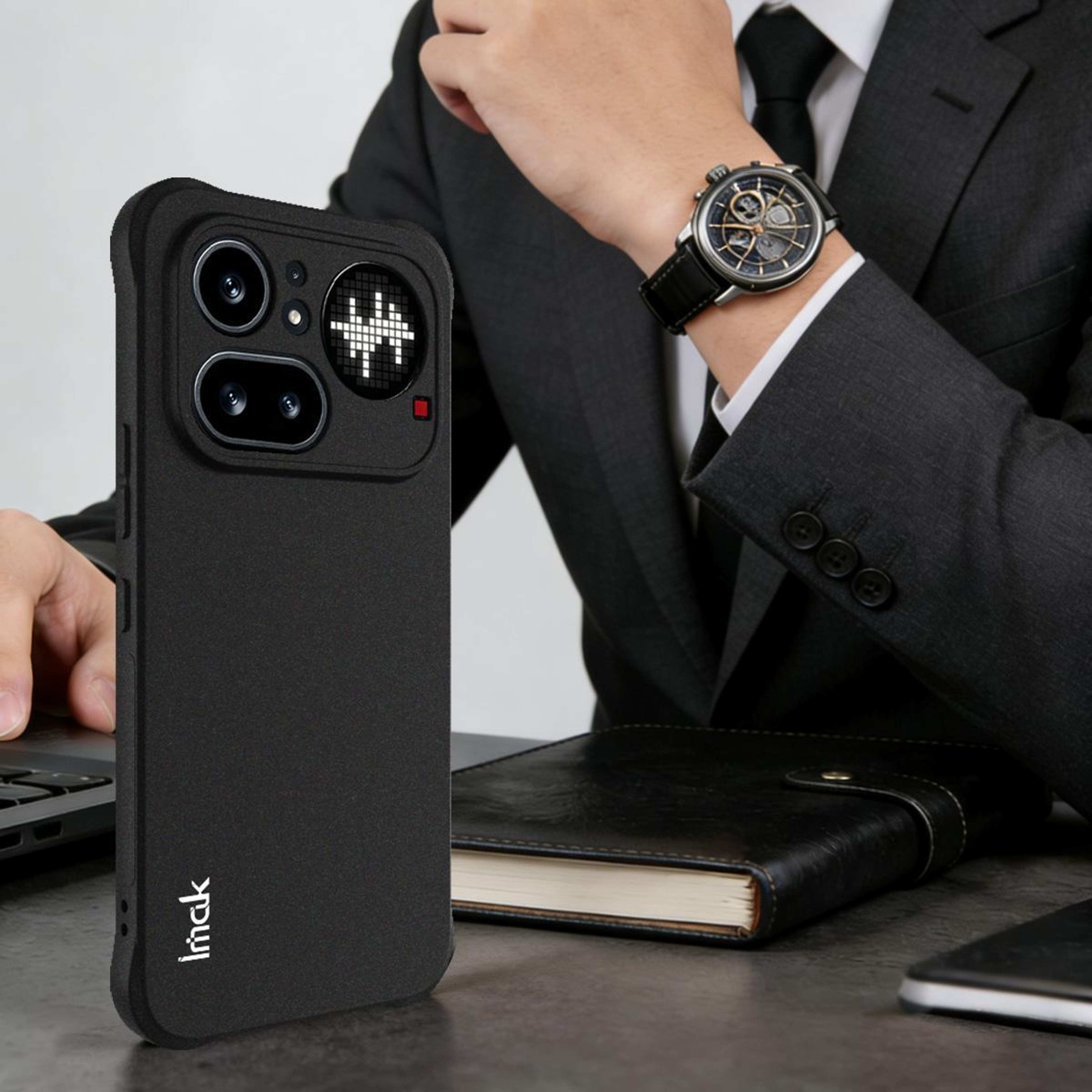 imak Nothing Phone 4a Pro Case Shockproof TPU Phone Case Matte Black Protective Cover – view 4