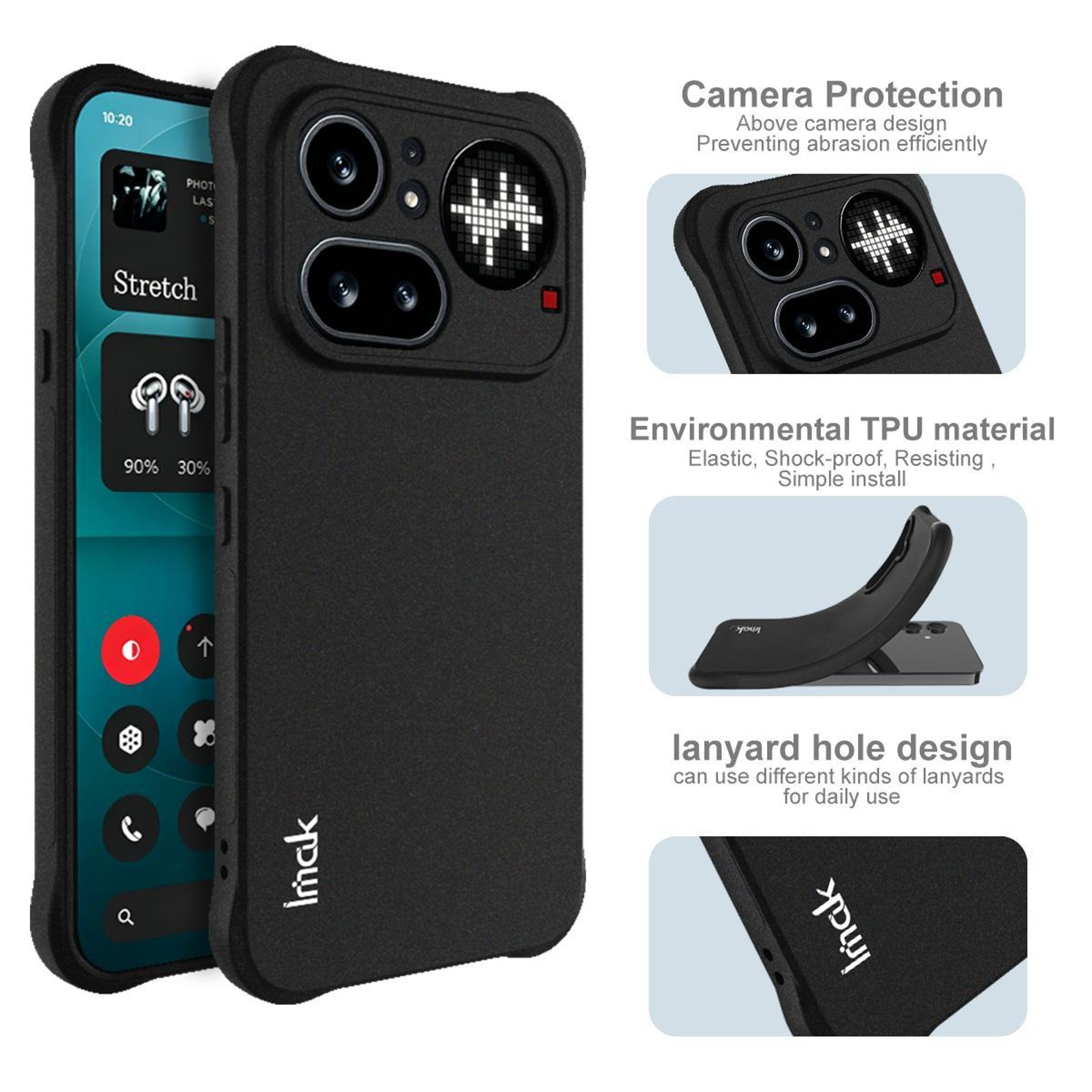 imak Nothing Phone 4a Pro Case Shockproof TPU Phone Case Matte Black Protective Cover – view 7