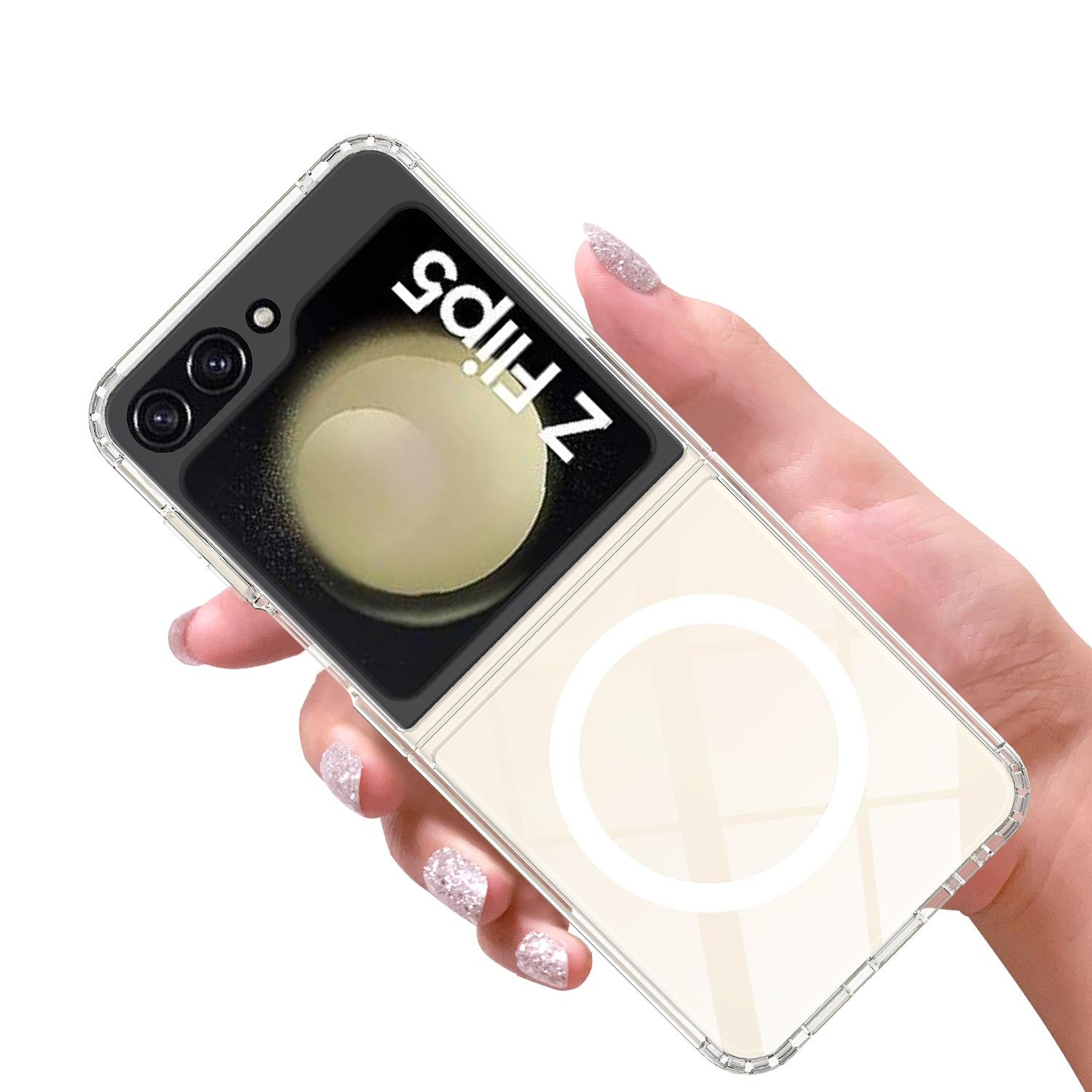 Samsung Galaxy Z Flip5 MagSafe Case Clear Transparent Phone Case With Shockproof Acrylic Back 2
