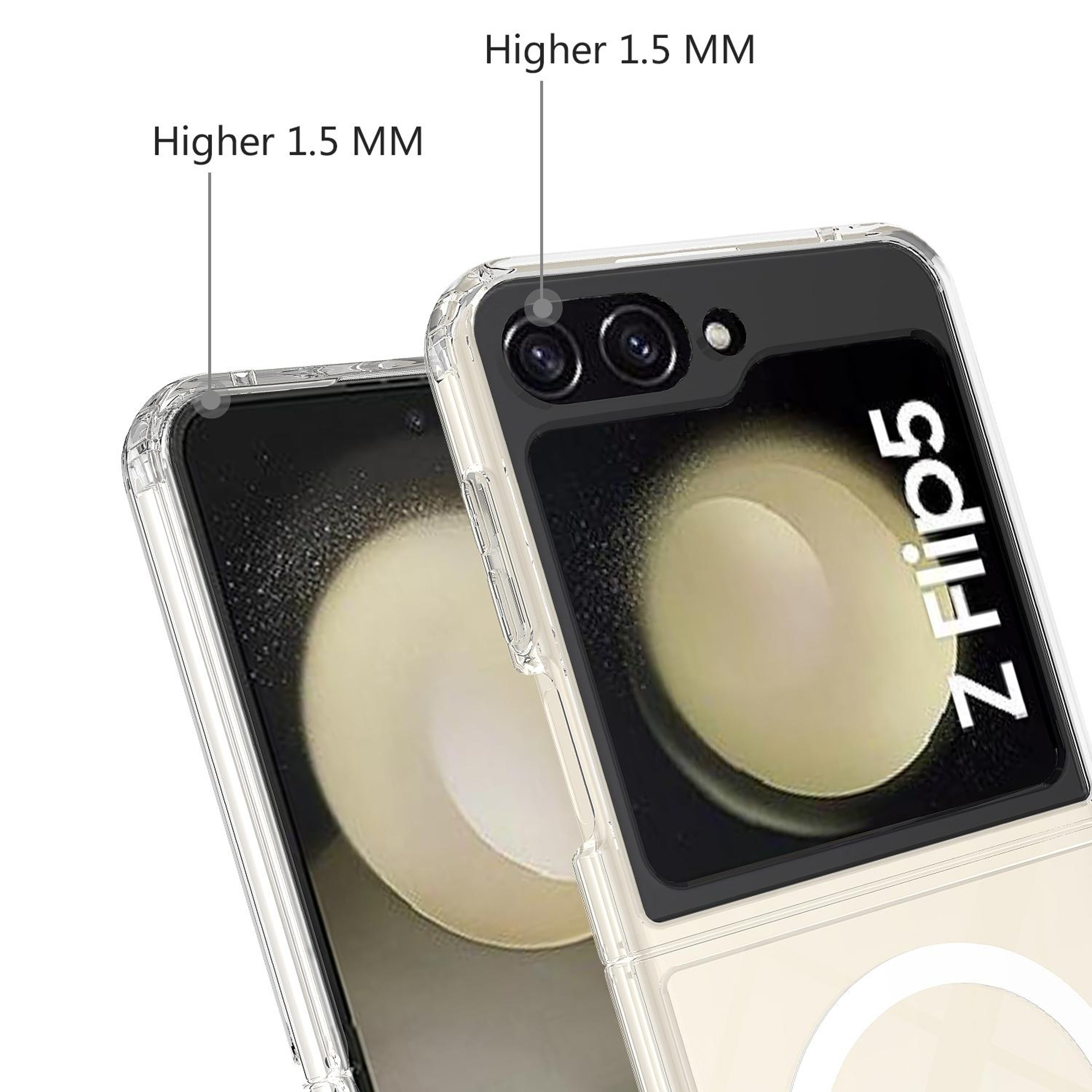 Samsung Galaxy Z Flip5 MagSafe Case Clear Transparent Phone Case With Shockproof Acrylic Back 3