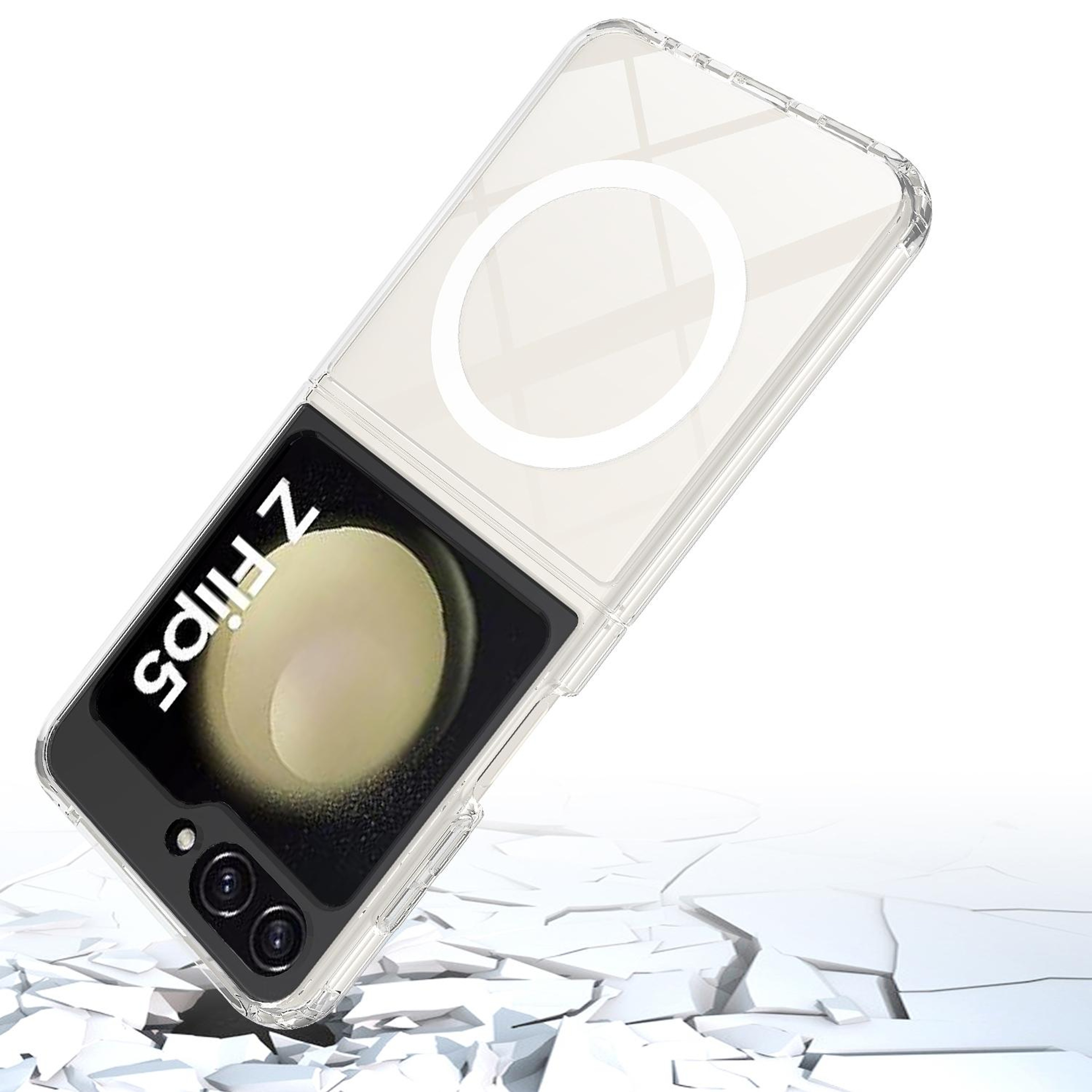 Samsung Galaxy Z Flip5 MagSafe Case Clear Transparent Phone Case With Shockproof Acrylic Back 4