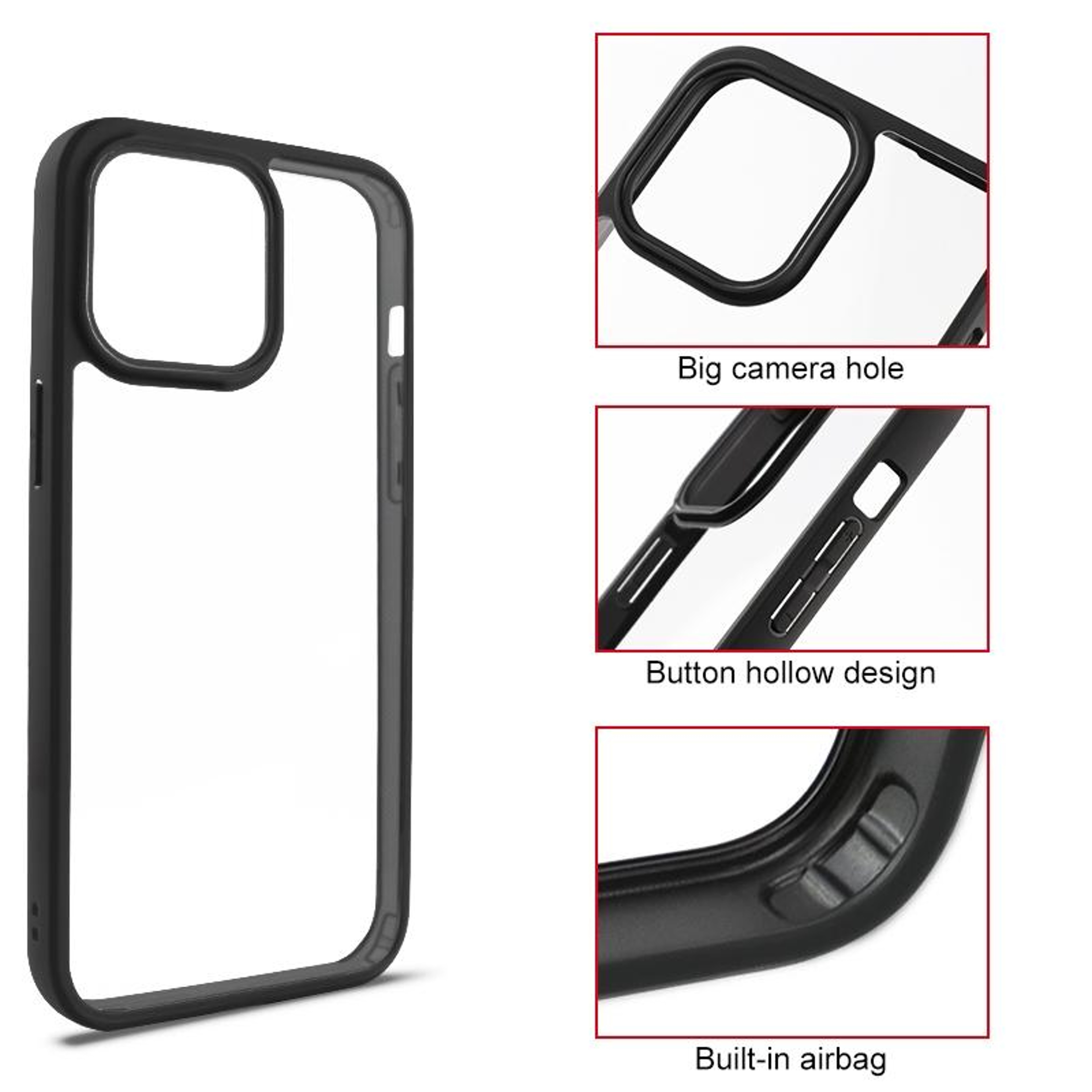 iPhone 15 Pro Max Case Clear Phone Case with Frosted TPU Bumper Anti Yellow Shockproof Cover – view 3