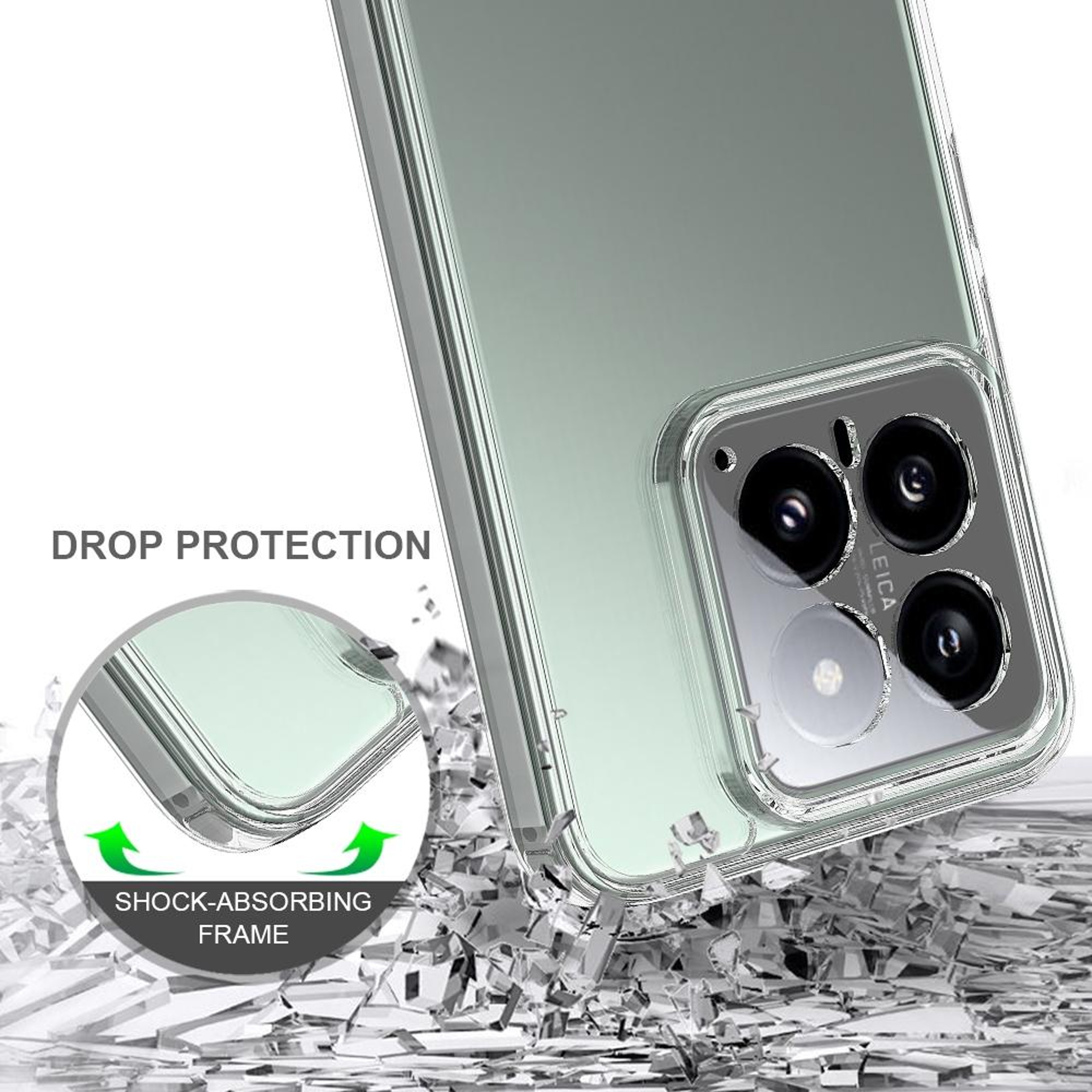 Xiaomi 14 Clear Phone Case Scratchproof Transparent TPU Case with Acrylic Hard Back Cover – view 5