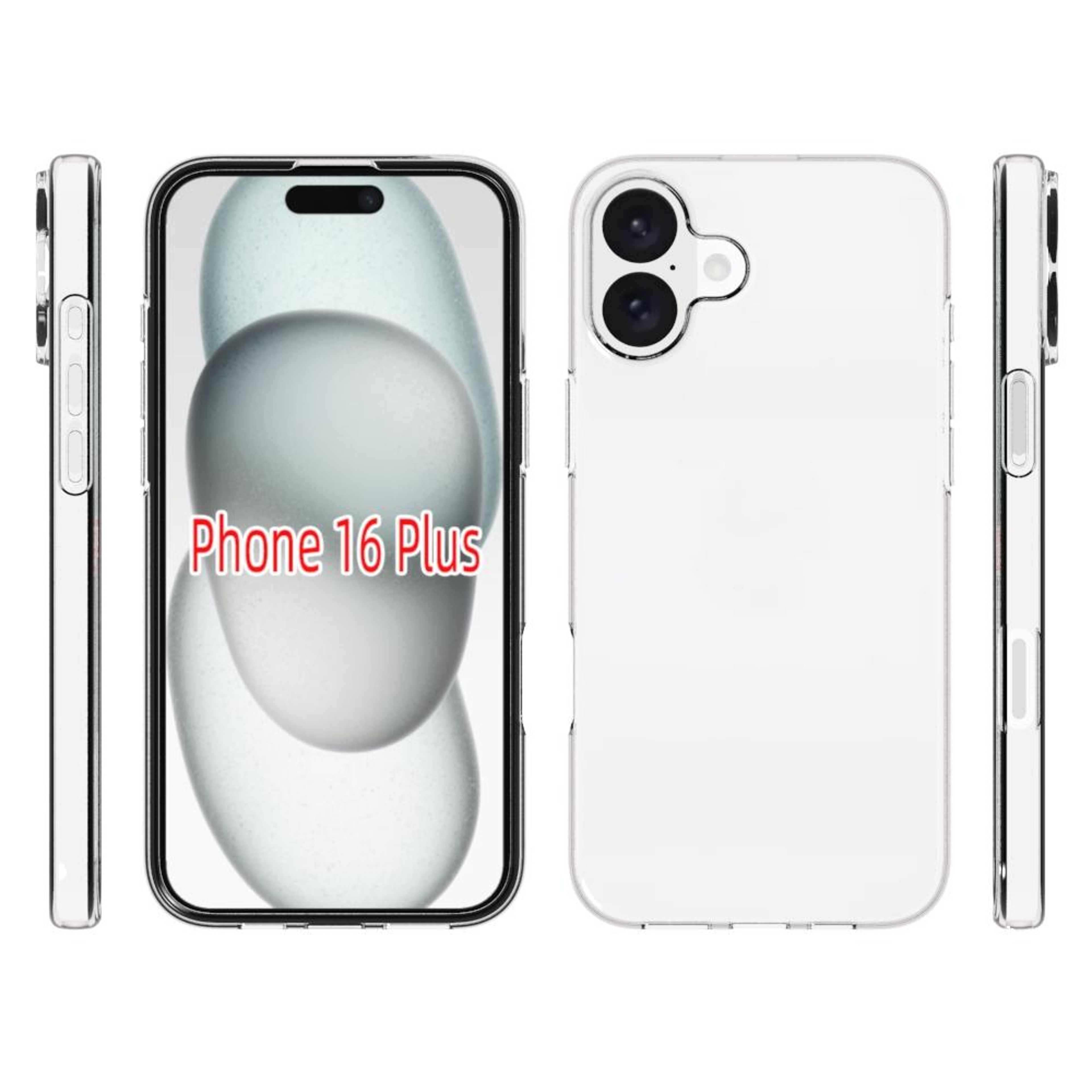 iPhone 16 Plus Clear TPU Phone Case with Waterproof Texture Slim Shockproof Protective Cover – view 2