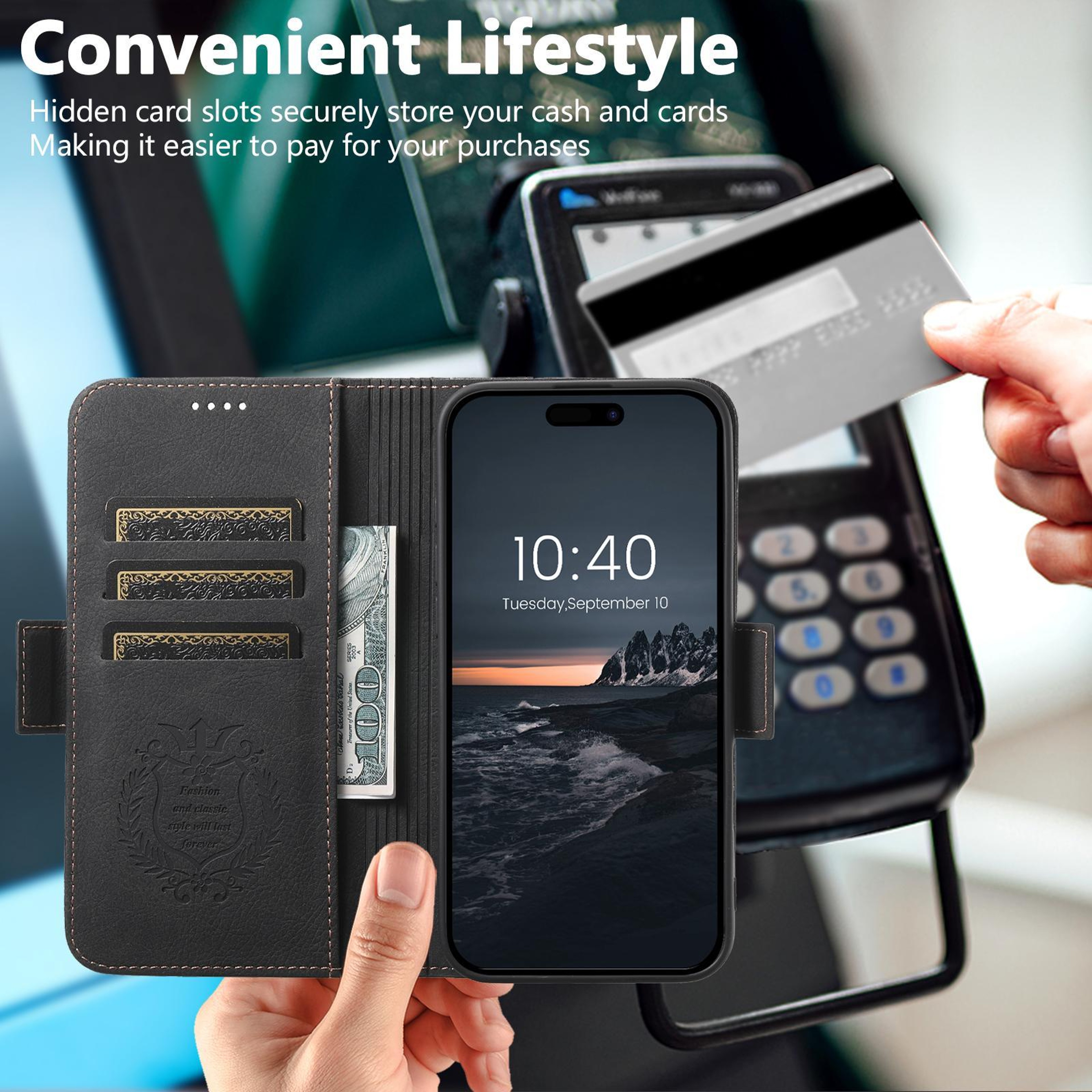 SUTENI J07 MagSafe Leather Case For IPhone Air Wallet Flip Phone Cover With Card Holder Stand 4