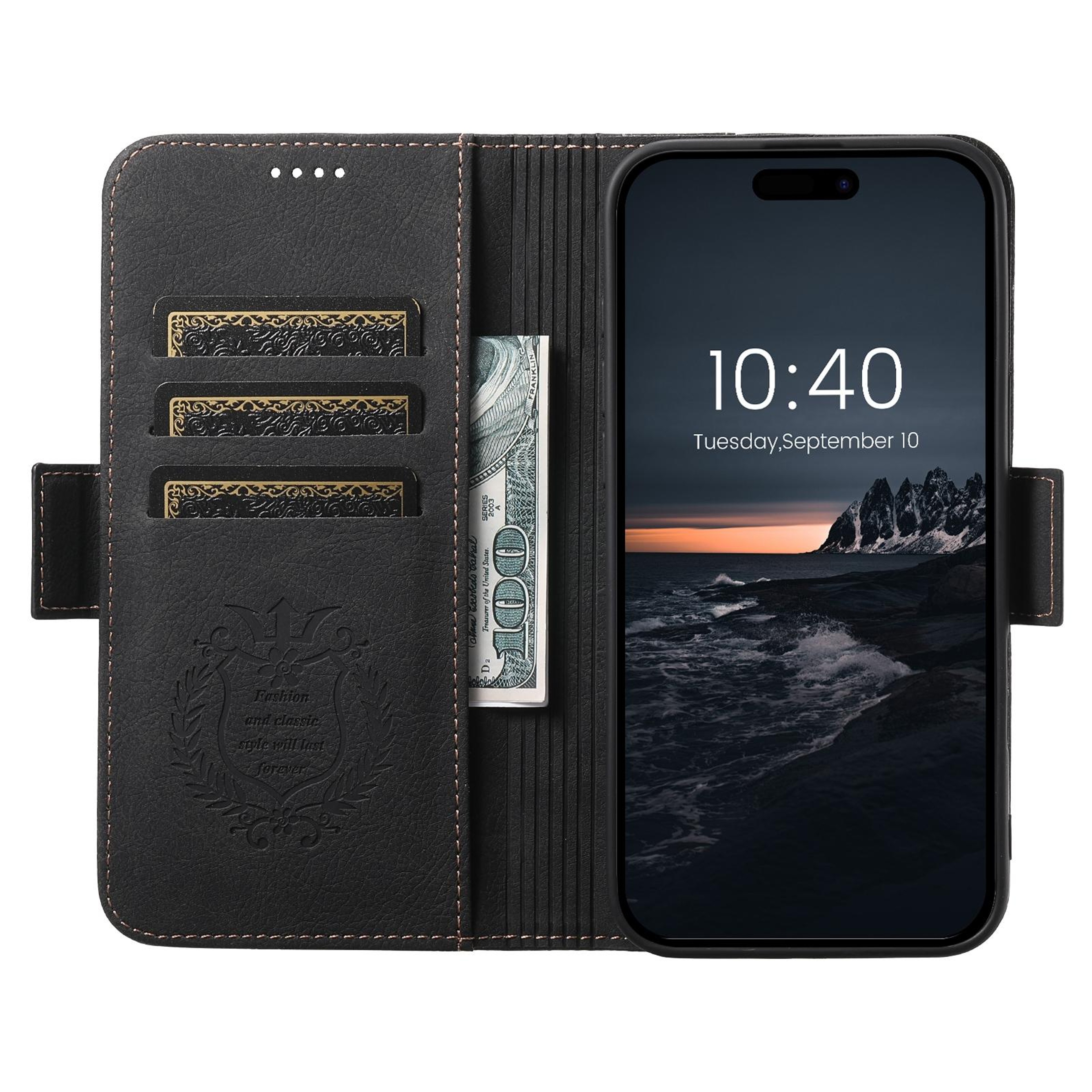 SUTENI J07 IPhone 16 Plus MagSafe Case Leather Wallet Flip Cover With Card Holder 2