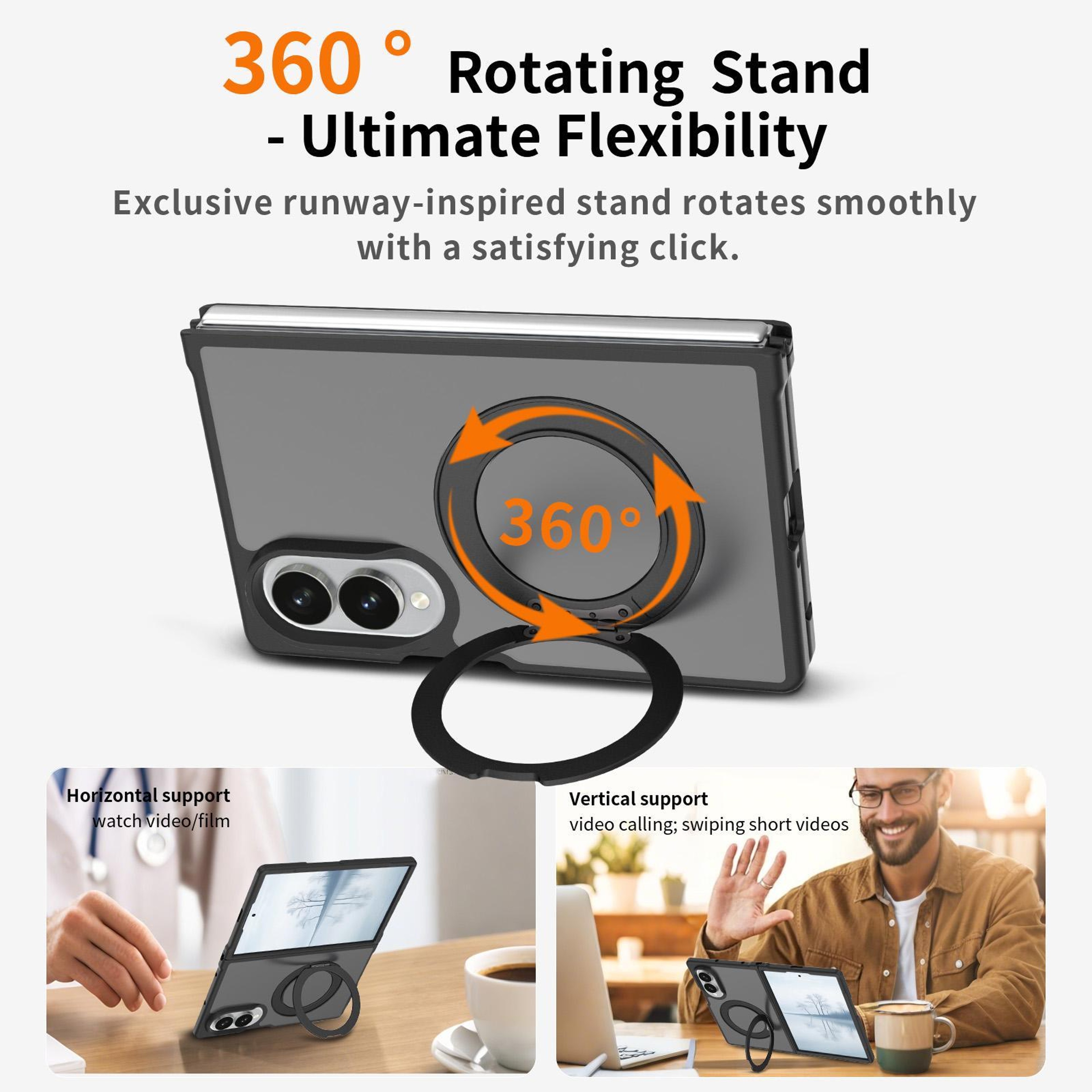 Galaxy Z Fold8 Ultra Magnetic Phone Case With 360 Rotating Ring Holder Skin Feel Protective Cover 3