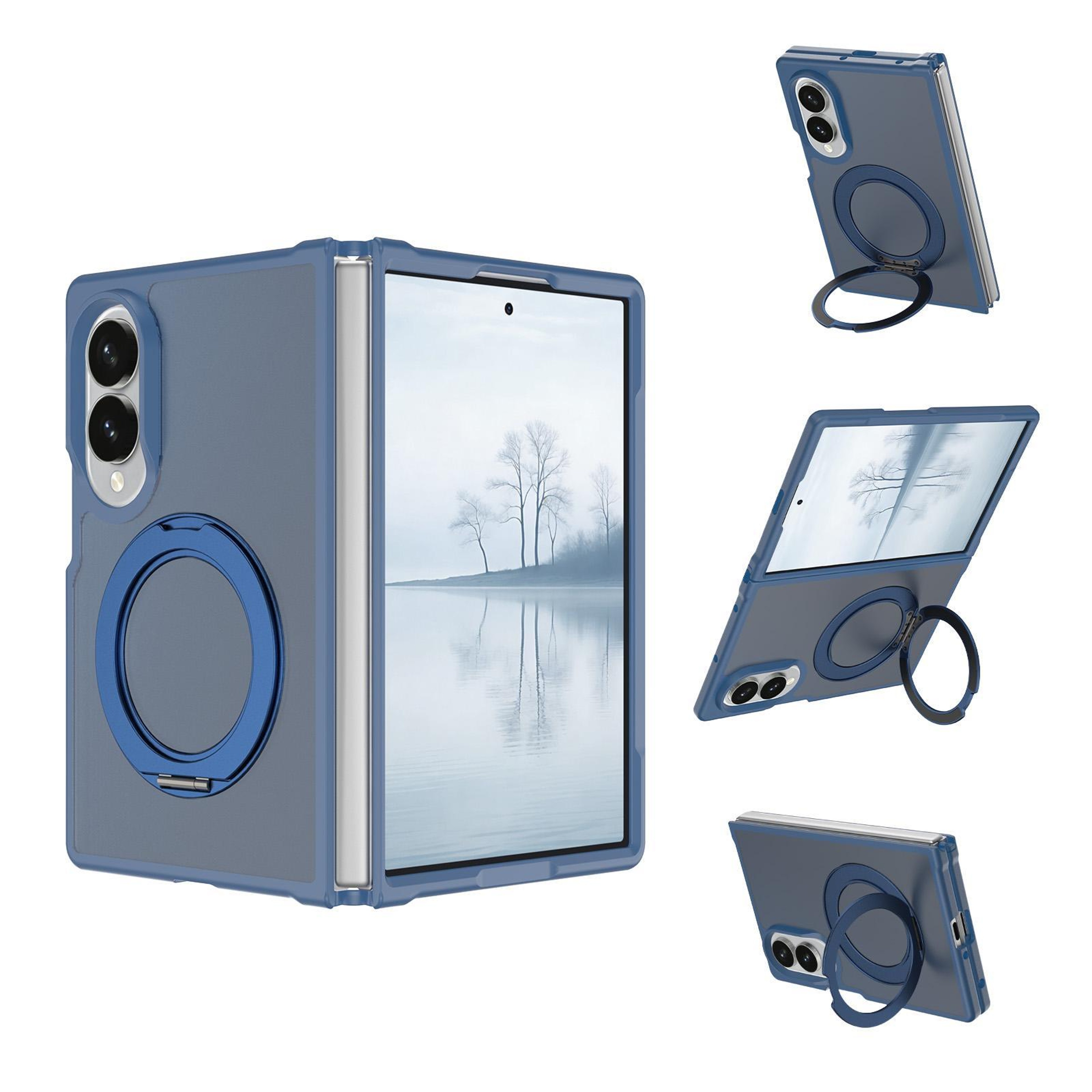 Galaxy Z Fold8 Ultra Magnetic Phone Case With 360 Rotating Ring Holder Skin Feel Protective Cover 7