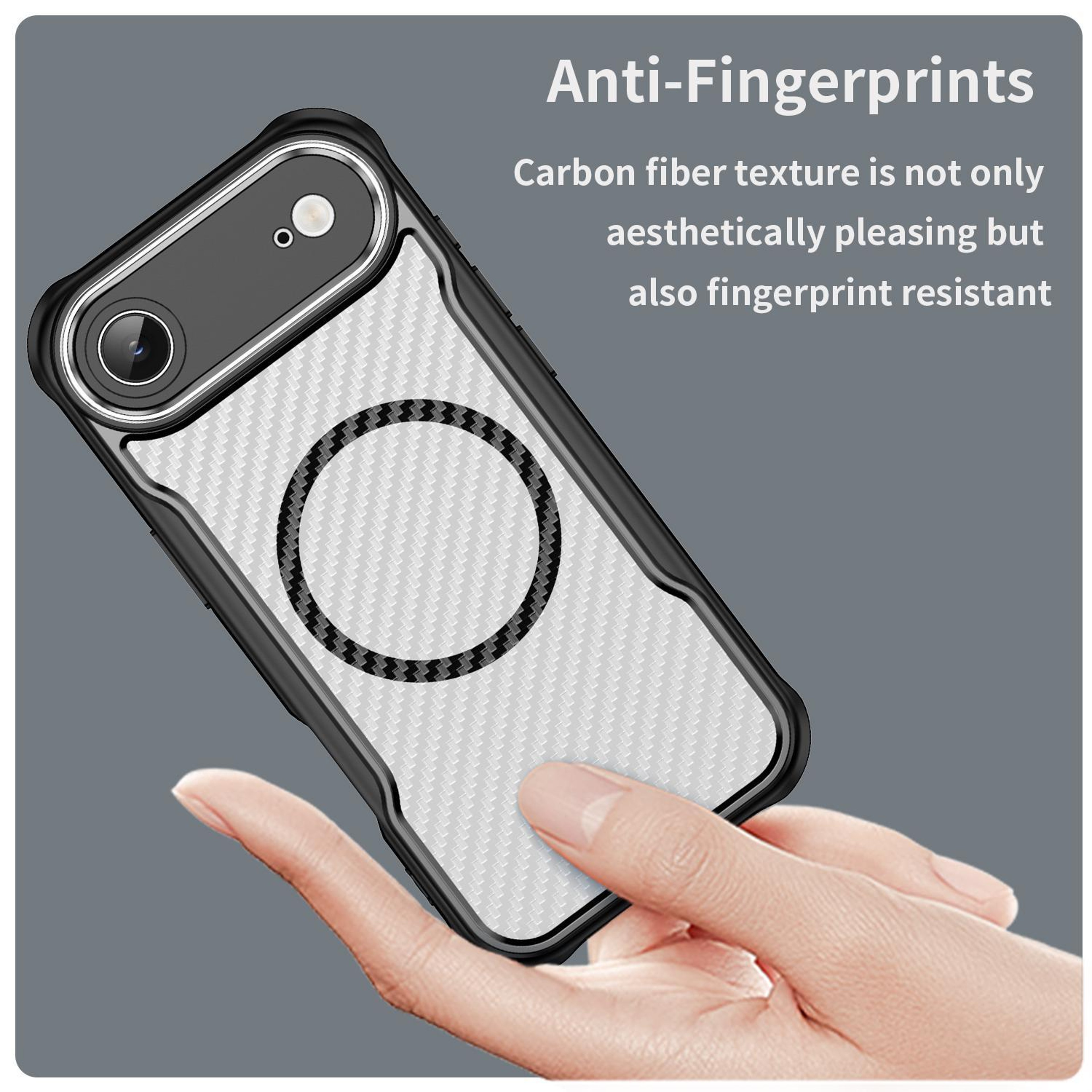 IPhone Air MagSafe Phone Case Carbon Fiber Texture Translucent Protective Cover 4