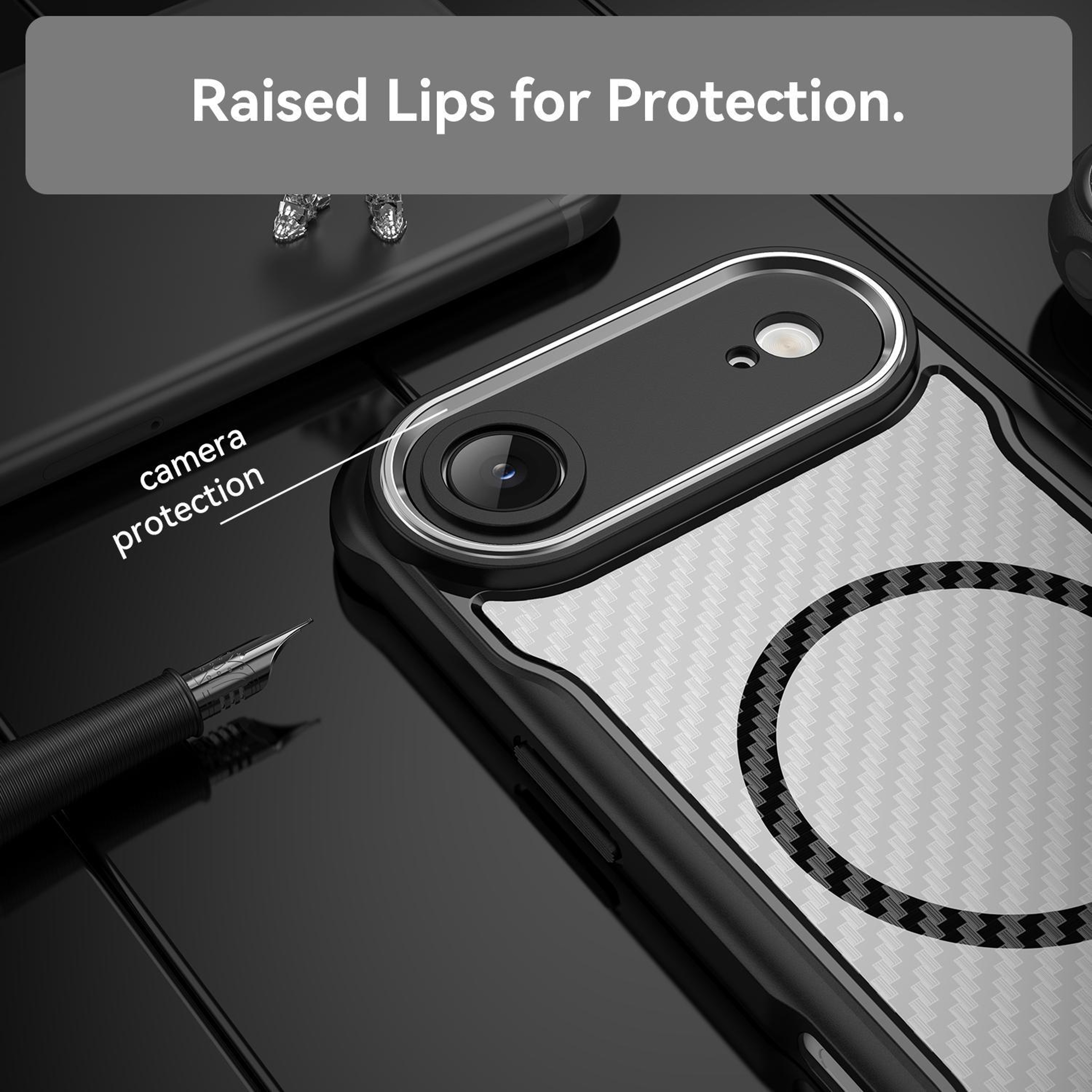 IPhone Air MagSafe Phone Case Carbon Fiber Texture Translucent Protective Cover 5