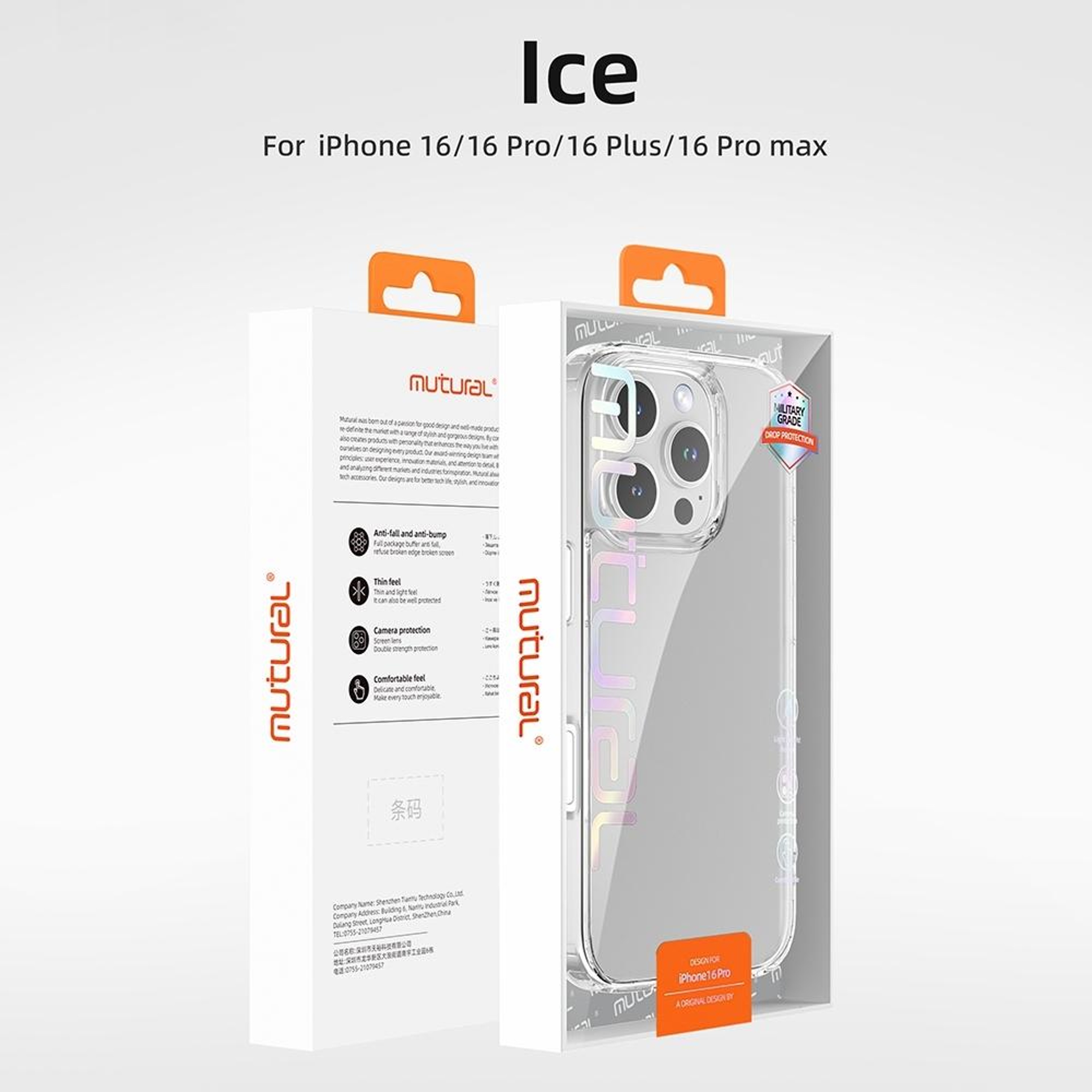 Mutural Ice Series iPhone 16 Pro Max Case Clear TPU Protective Transparent Cover – view 8