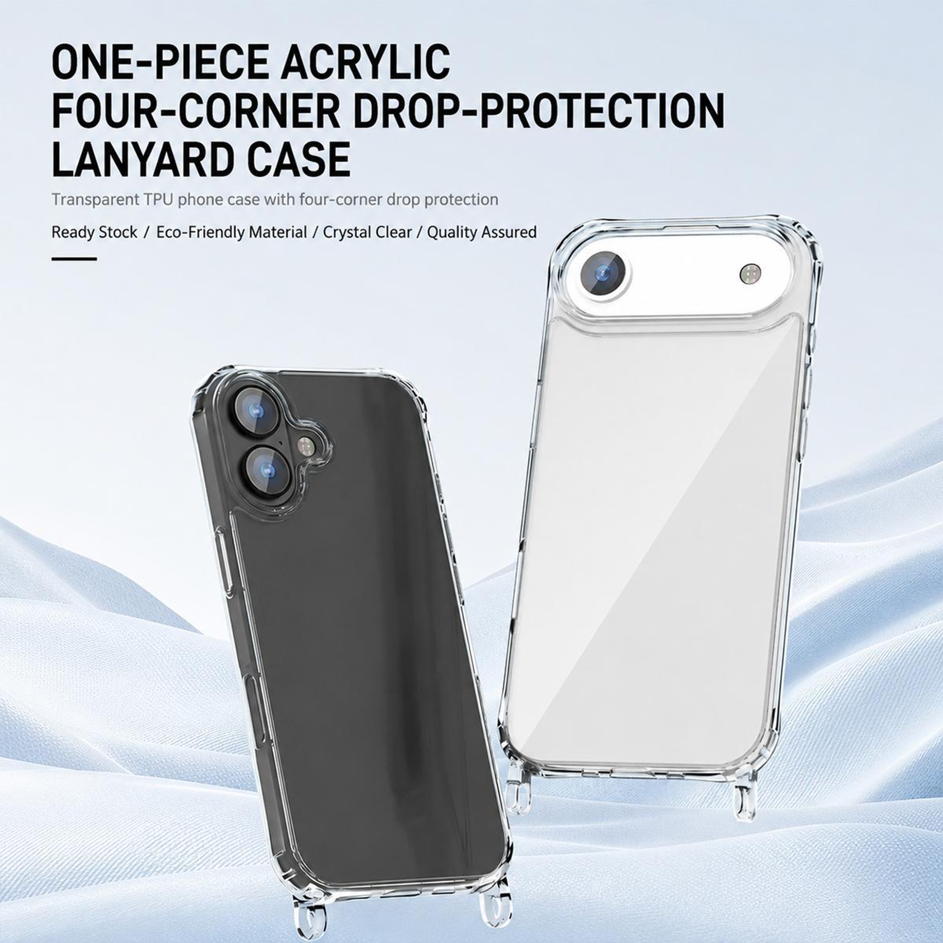 iPhone Air Clear Acrylic Airbag Phone Case with Lanyard Holes Shockproof Transparent Cover – view 2