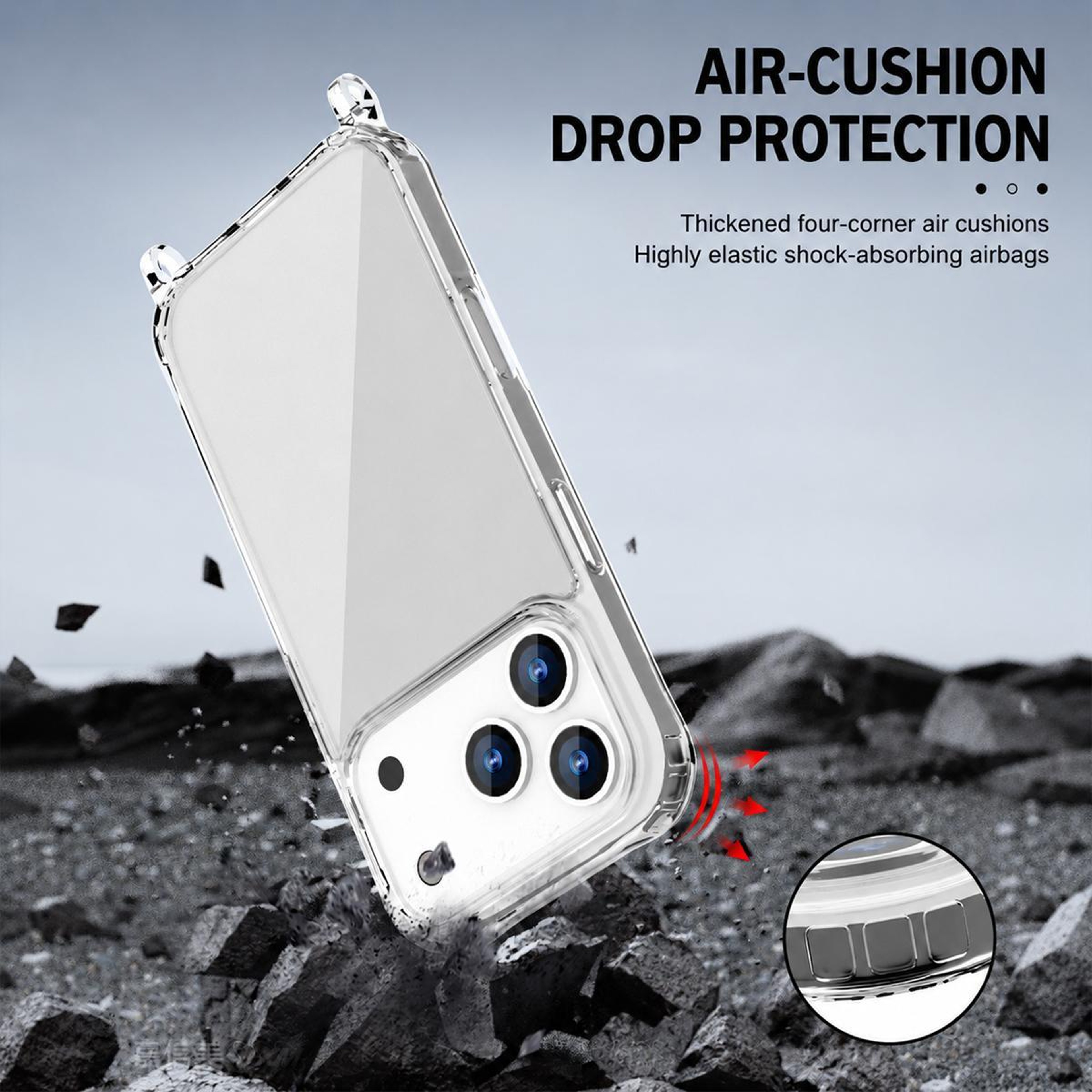 iPhone Air Clear Acrylic Airbag Phone Case with Lanyard Holes Shockproof Transparent Cover – view 7