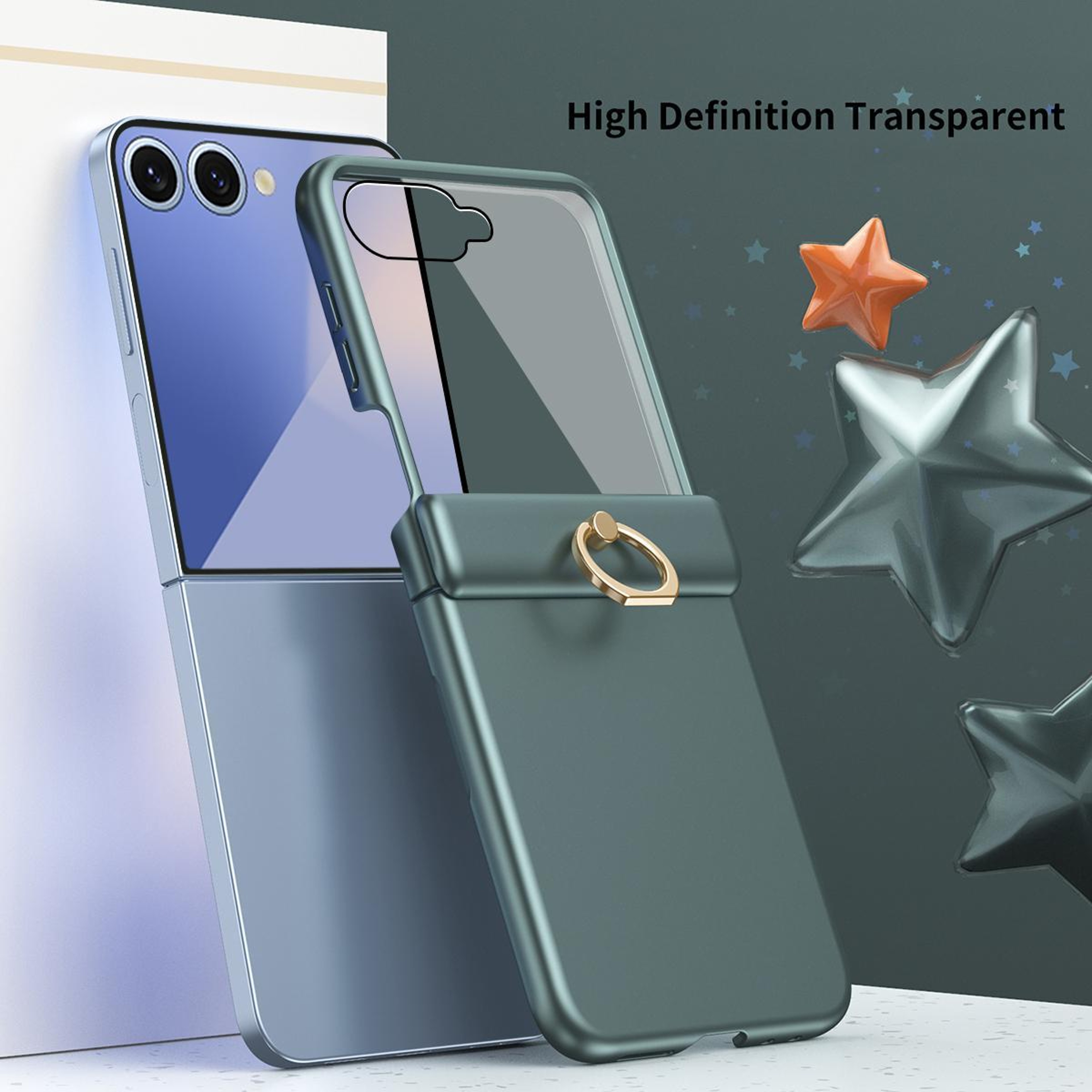 Starry Armor Galaxy Z Flip 7 Case With Hinge Protection Ring Kickstand  Tempered Glass Cover 1