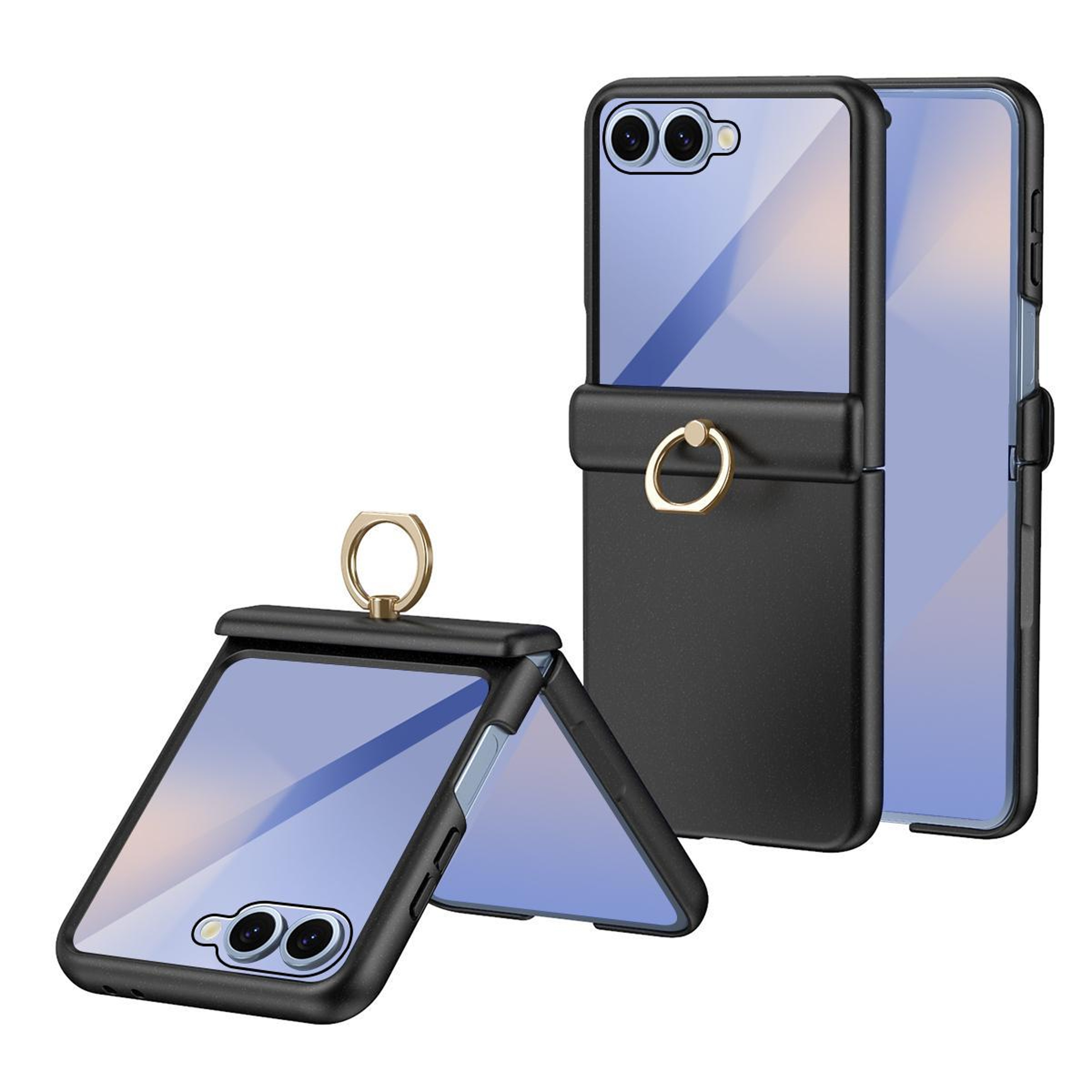 Starry Armor Galaxy Z Flip 7 Case With Hinge Protection Ring Kickstand  Tempered Glass Cover 11