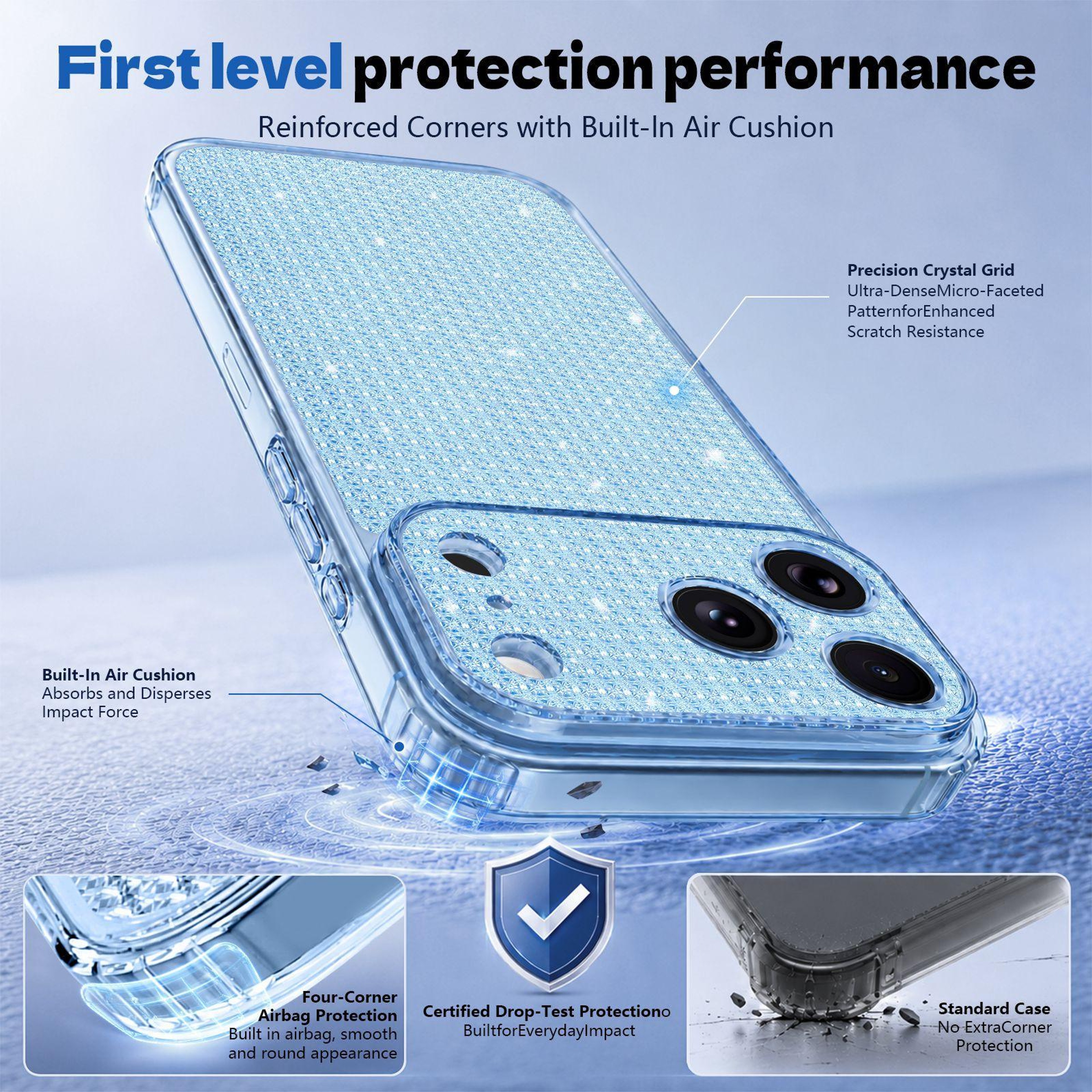 Luxury IPhone 16 Pro Max Glitter Case With Diamond Rhinestones  Shockproof Airbag Protection 1