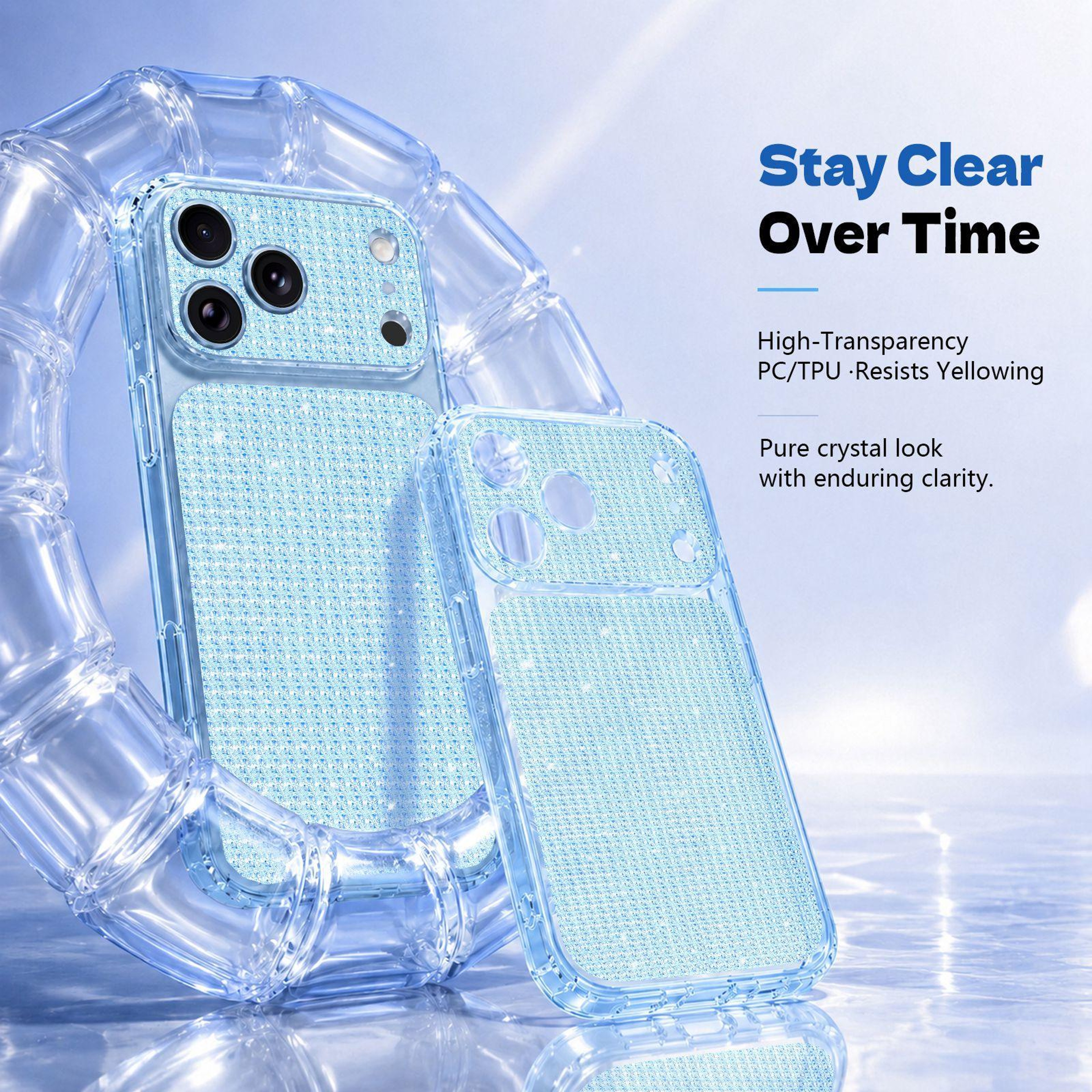 Luxury IPhone 16 Pro Max Glitter Case With Diamond Rhinestones  Shockproof Airbag Protection 3
