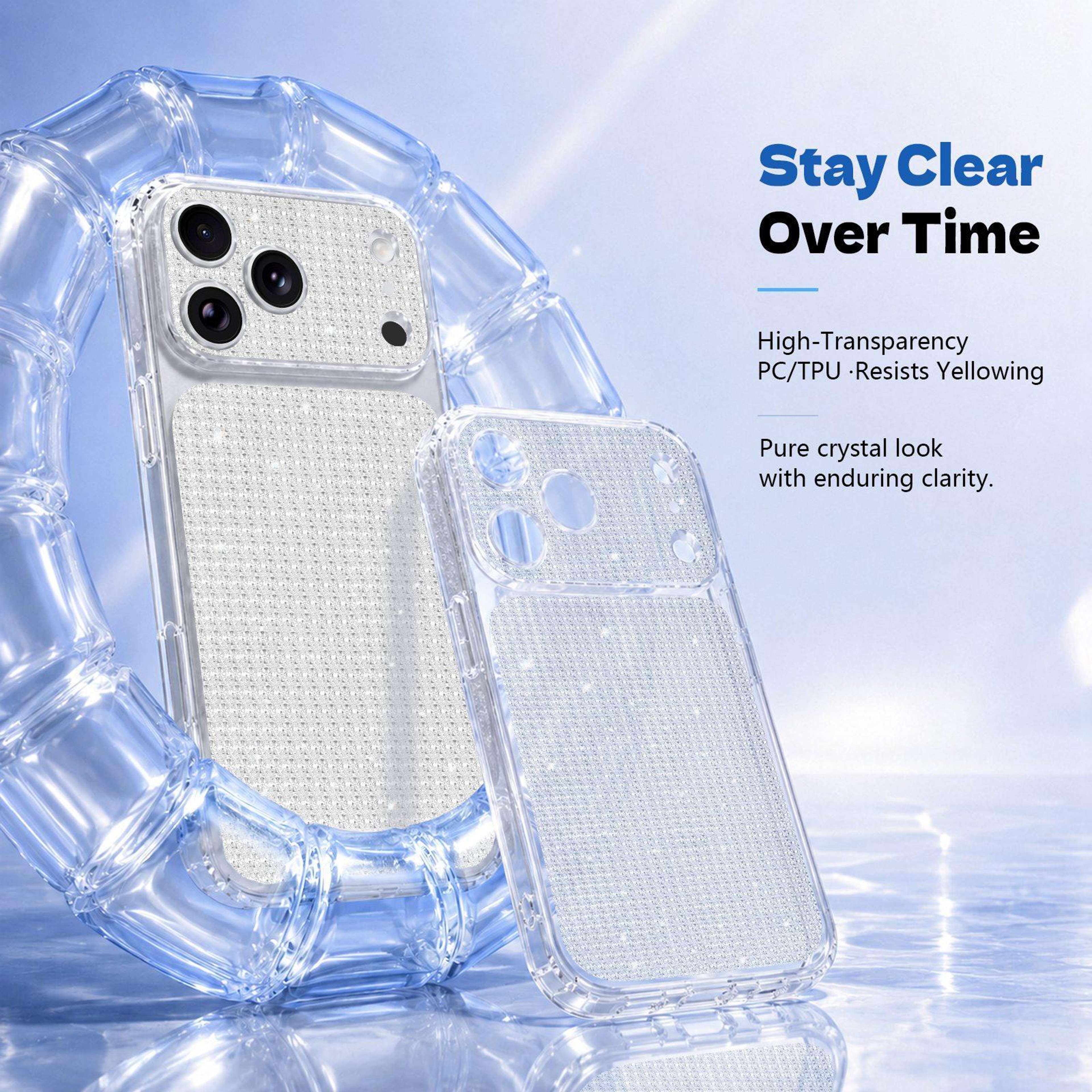 Luxury IPhone 15 Pro Max Case With Glitter Rhinestones  Shockproof Airbag Protection 3