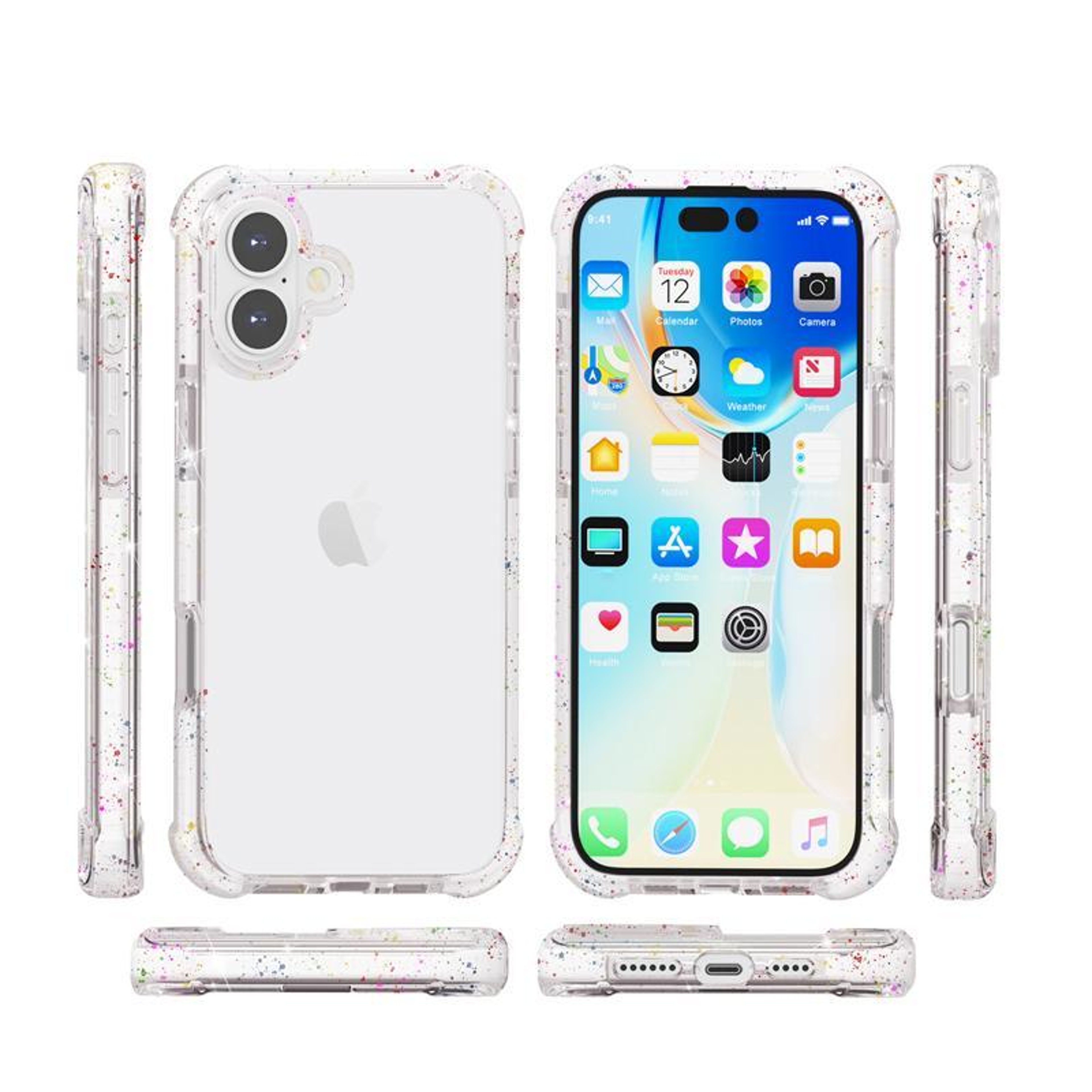 iPhone 17 Clear Acrylic Protective Case with White Accents and Raised Edge Protection – view 3