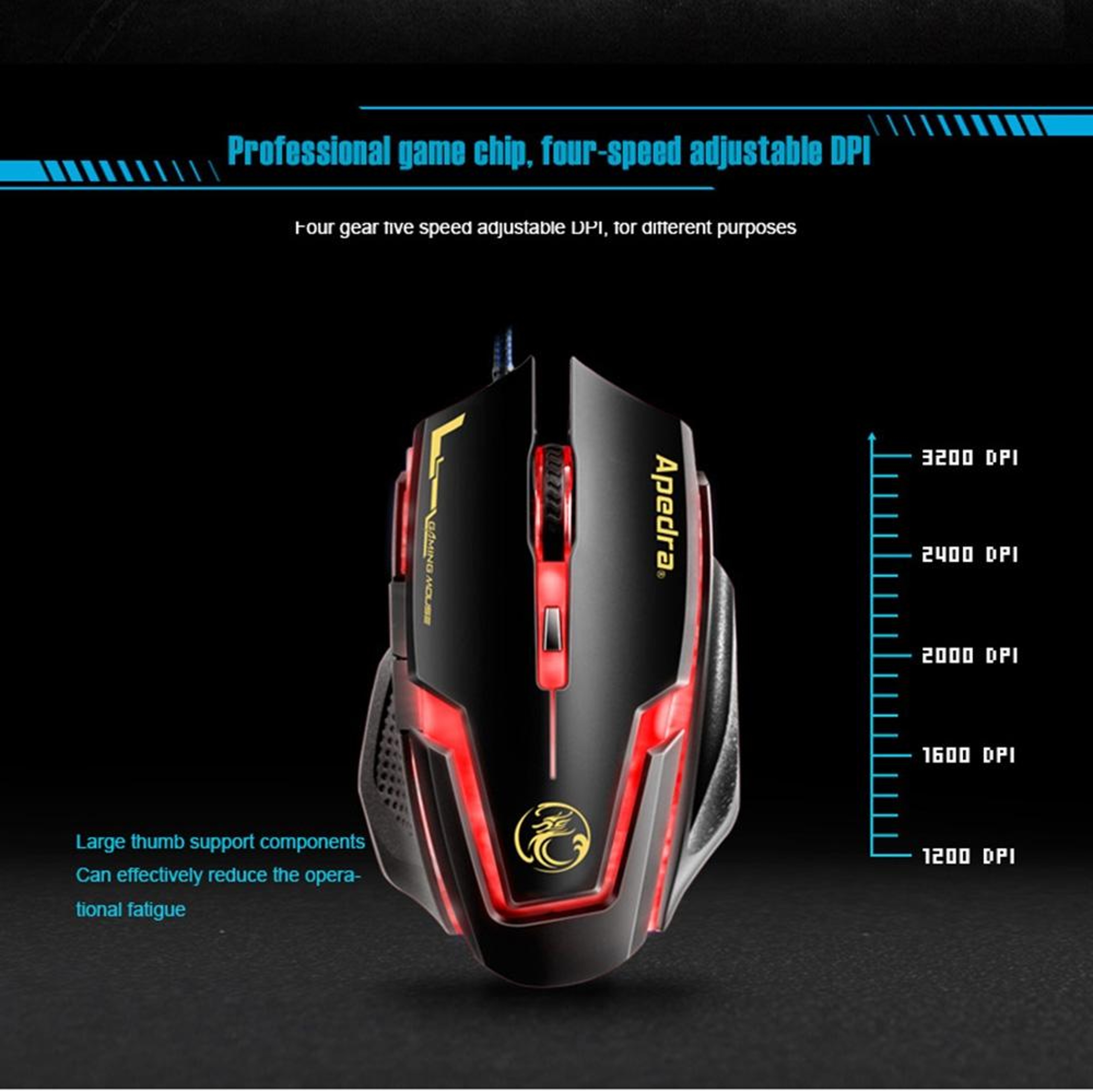iMICE A9 3200 DPI Wired Gaming Mouse with 6 Buttons and LED Breathing Light – view 11