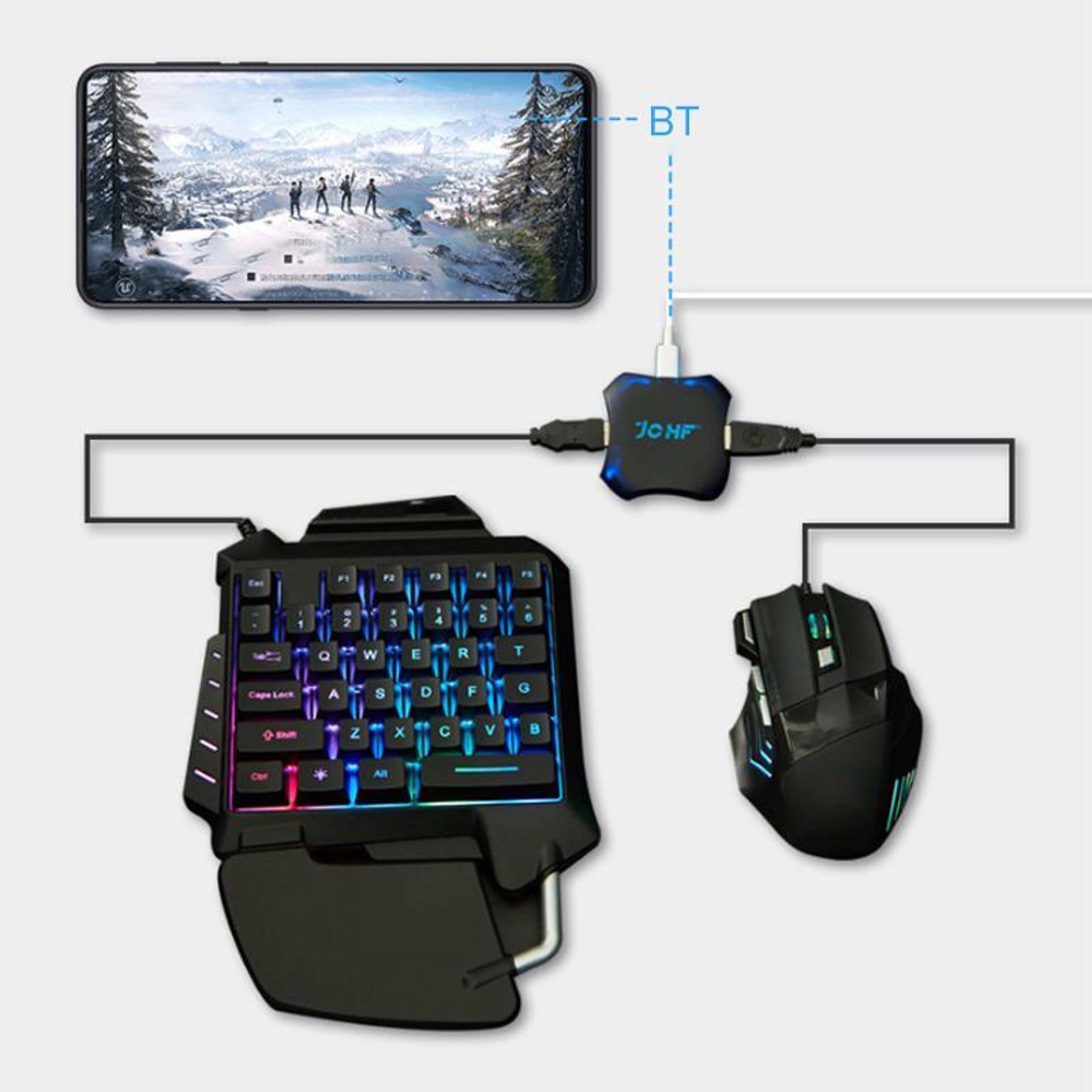 JCHF Mobile Gaming Keyboard Mouse Converter Plug and Play Low-Latency Adapter – view 2