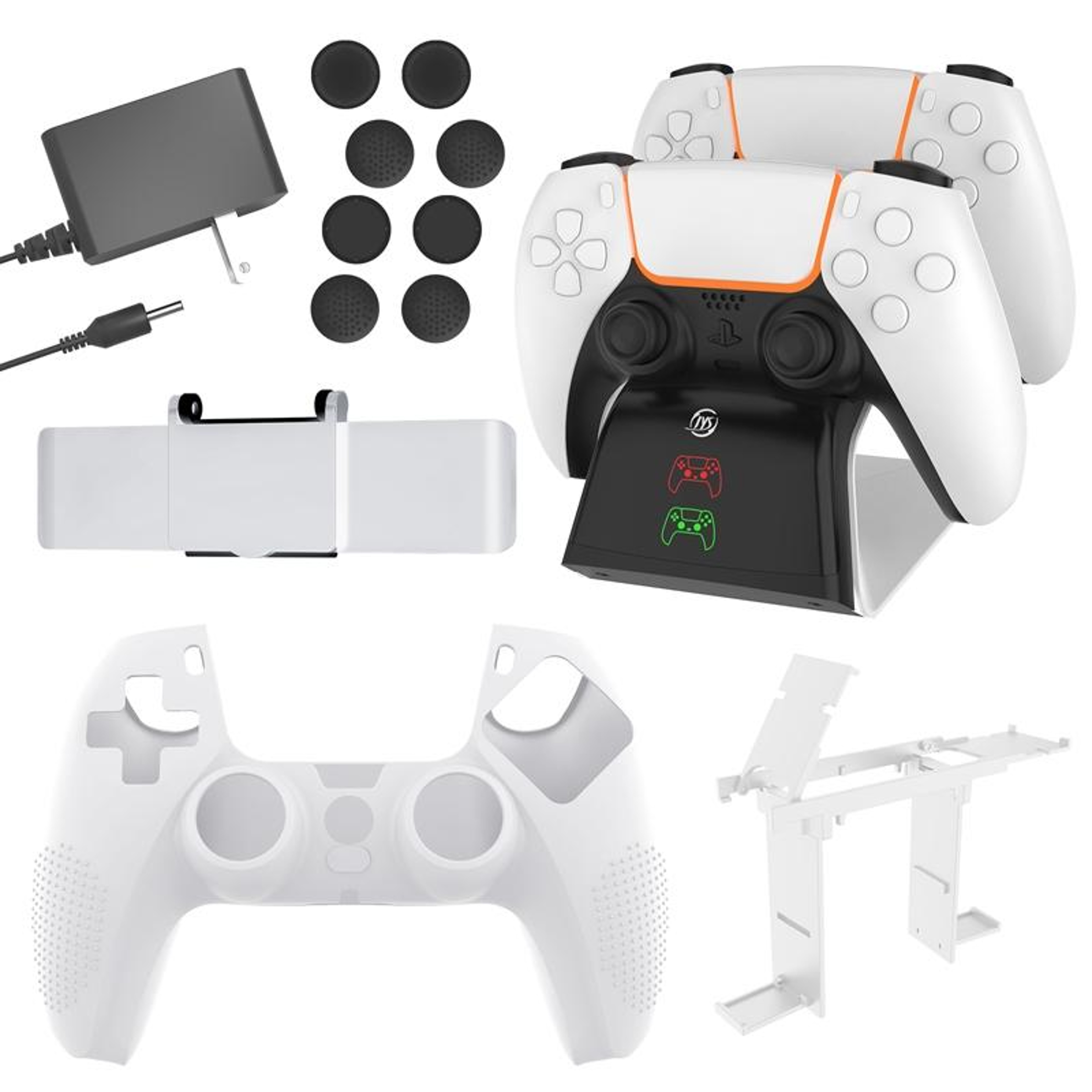 JYS-P5151 12-in-1 PS5 Controller Charger and PS5 Accessories Kit with Thumb Grips and Silicone Cover – view 1