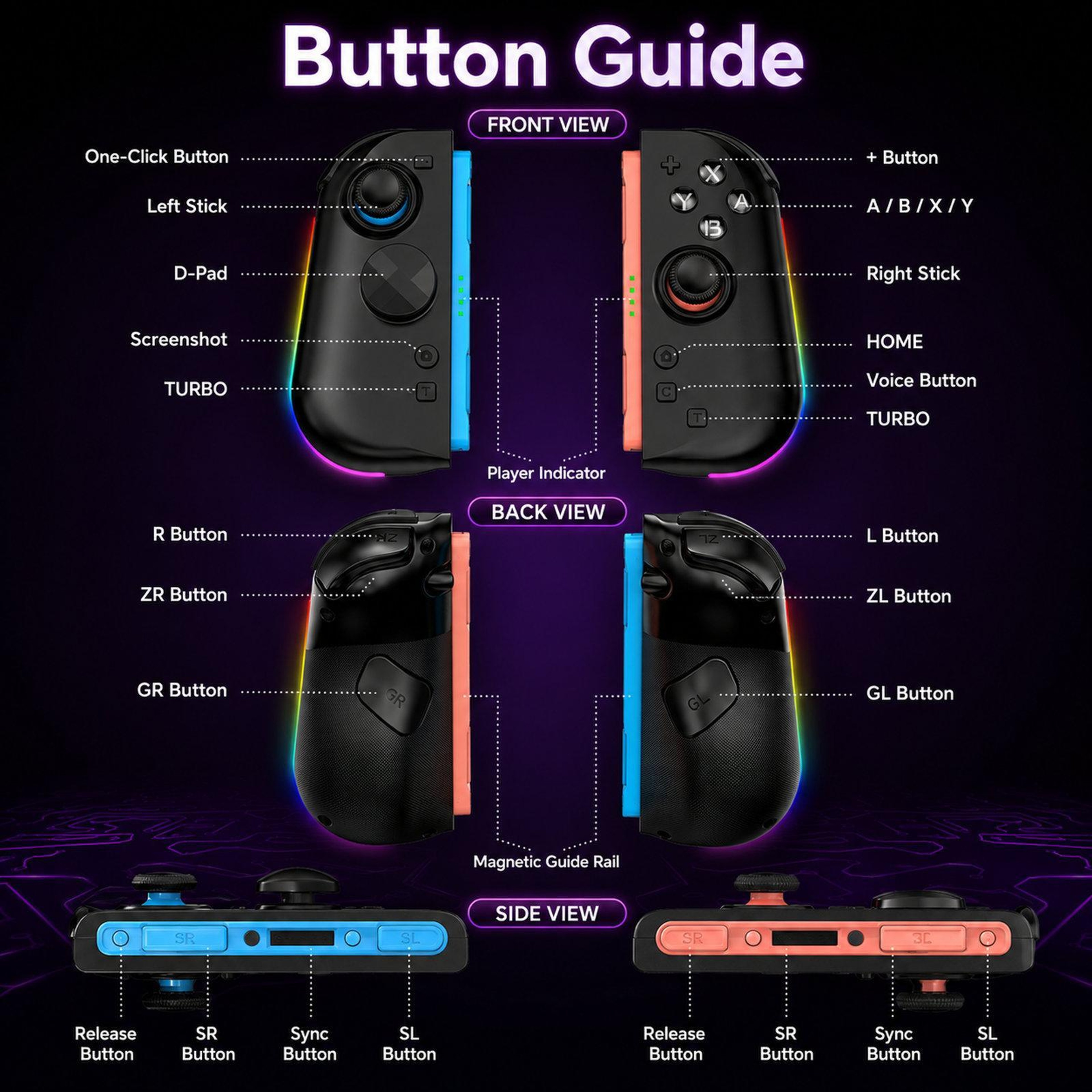 Nintendo Switch 2 Magnetic Controller with Hall Effect Joysticks, RGB and 9-Axis Motion – view 7