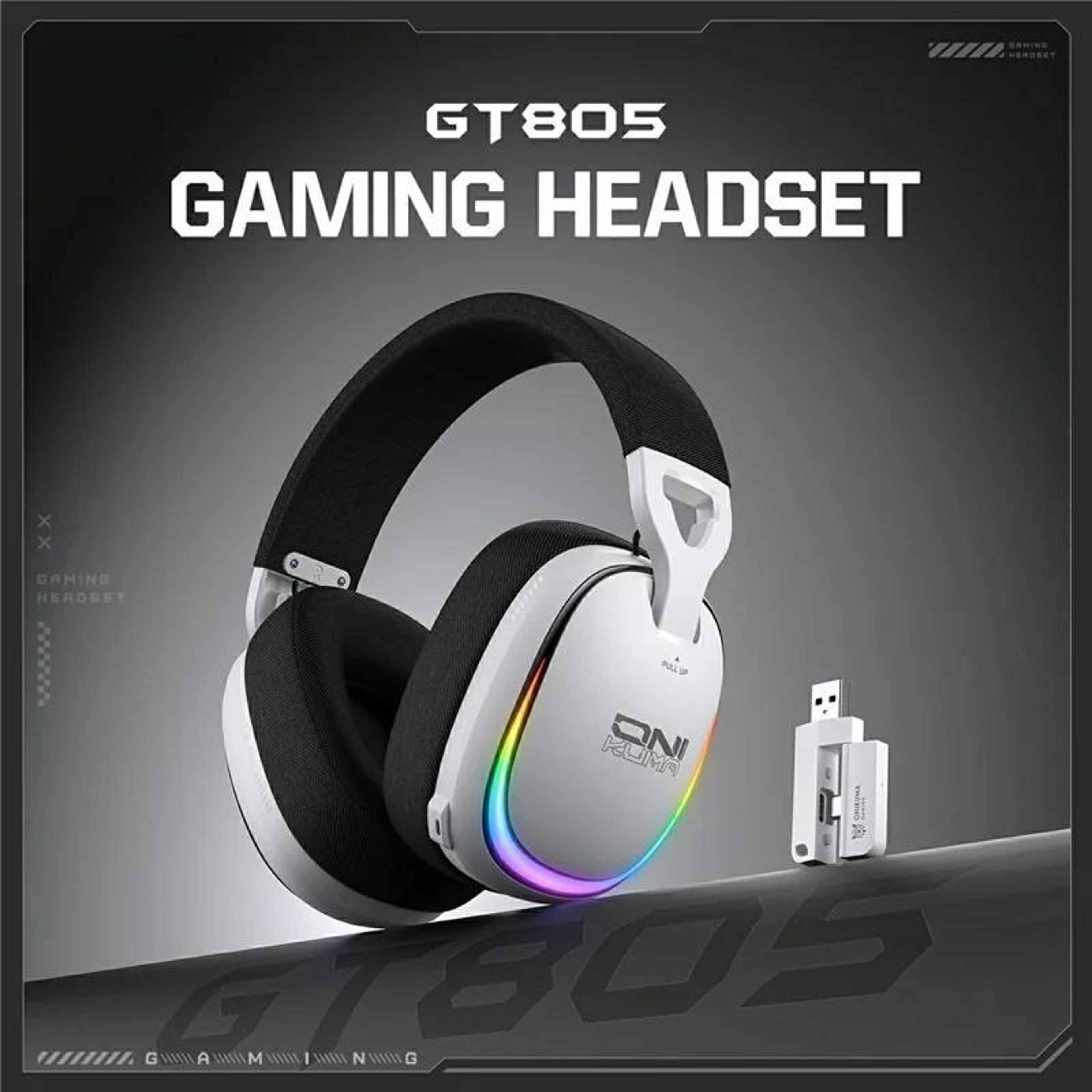 ONIKUMA GT805 Wireless Gaming Headset with RGB, 2.4GHz Low Latency and 60H Battery – view 6